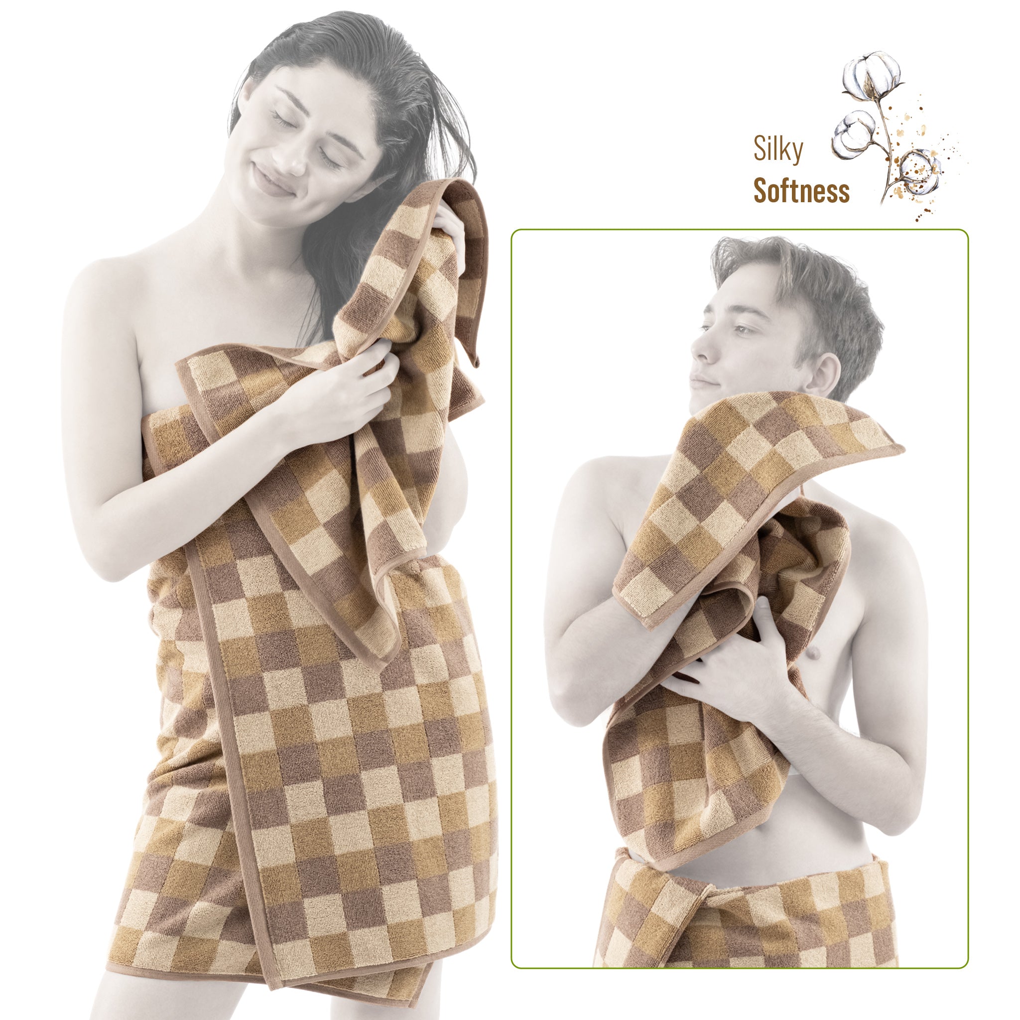 American-softlinen Wizard Collection 100% Combed Cotton Luxury 6 Piece Towel Set, Yarn Dyed Ultra Soft and Plush 550 GSM Towels for Bathroom