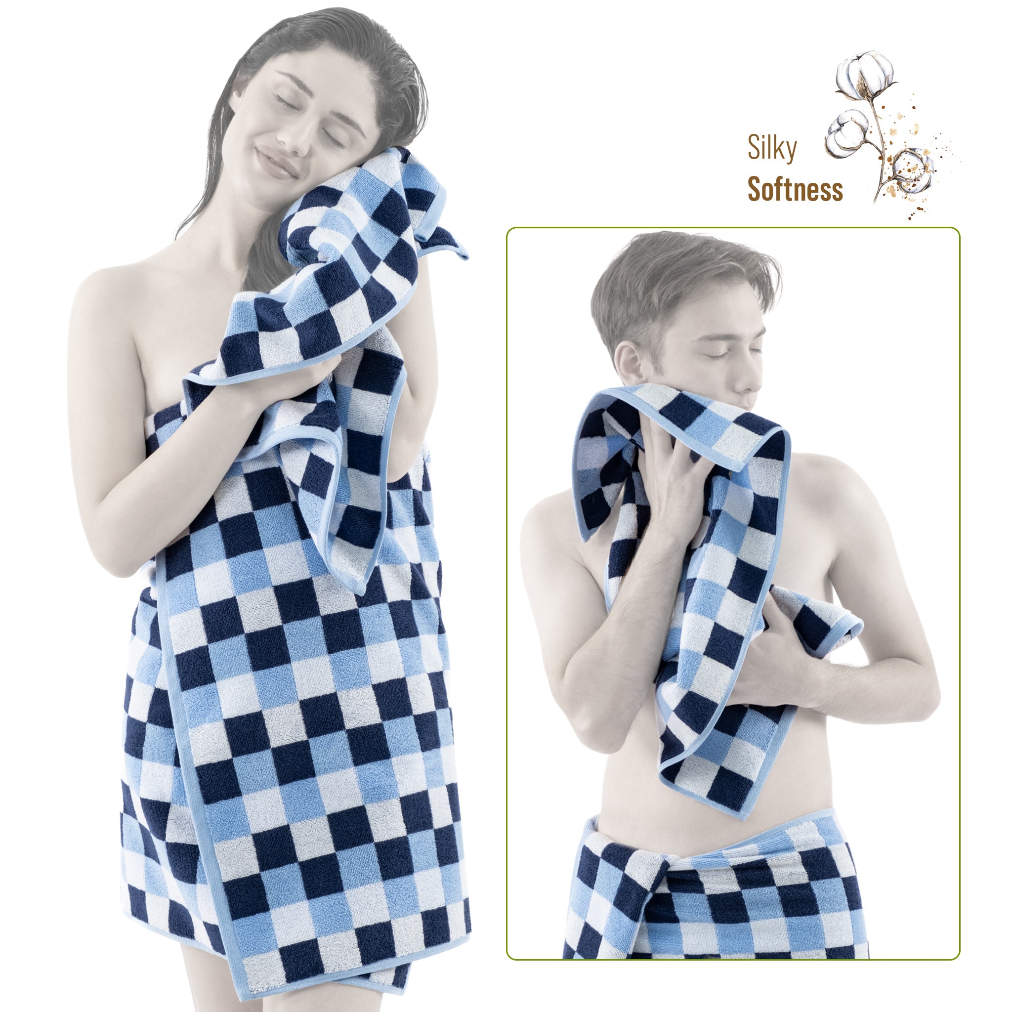 American-softlinen Wizard Collection 100% Combed Cotton Luxury 6 Piece Towel Set, Yarn Dyed Ultra Soft and Plush 550 GSM Towels for Bathroom