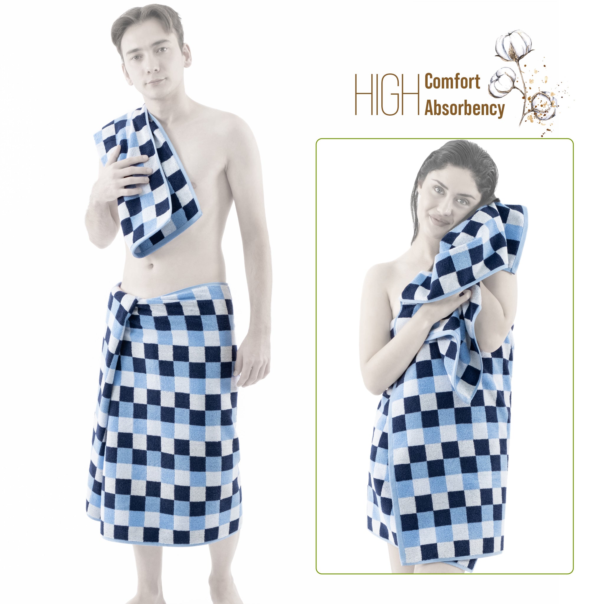 American-softlinen Wizard Collection 100% Combed Cotton Luxury 6 Piece Towel Set, Yarn Dyed Ultra Soft and Plush 550 GSM Towels for Bathroom