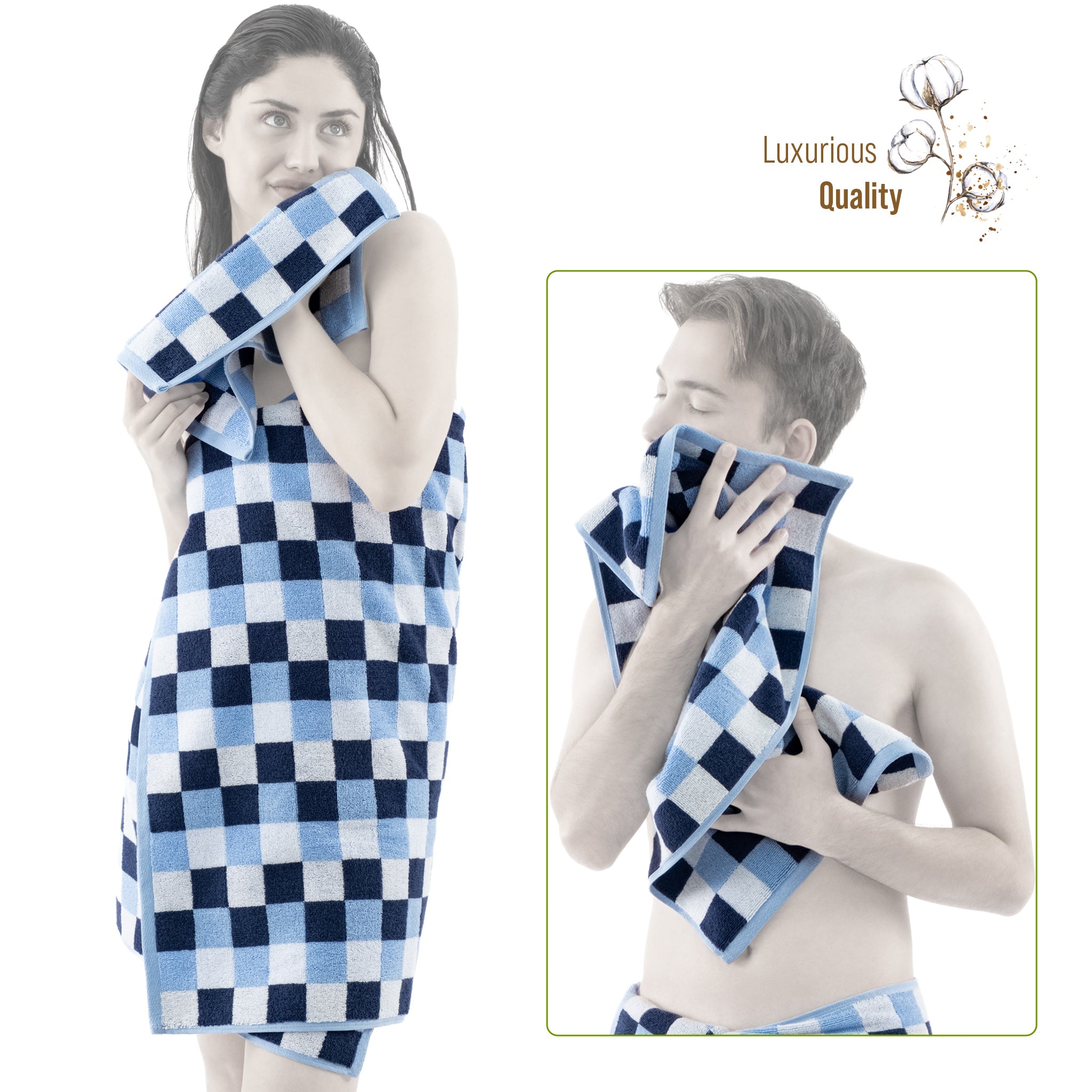 American-softlinen Wizard Collection 100% Combed Cotton Luxury 6 Piece Towel Set, Yarn Dyed Ultra Soft and Plush 550 GSM Towels for Bathroom