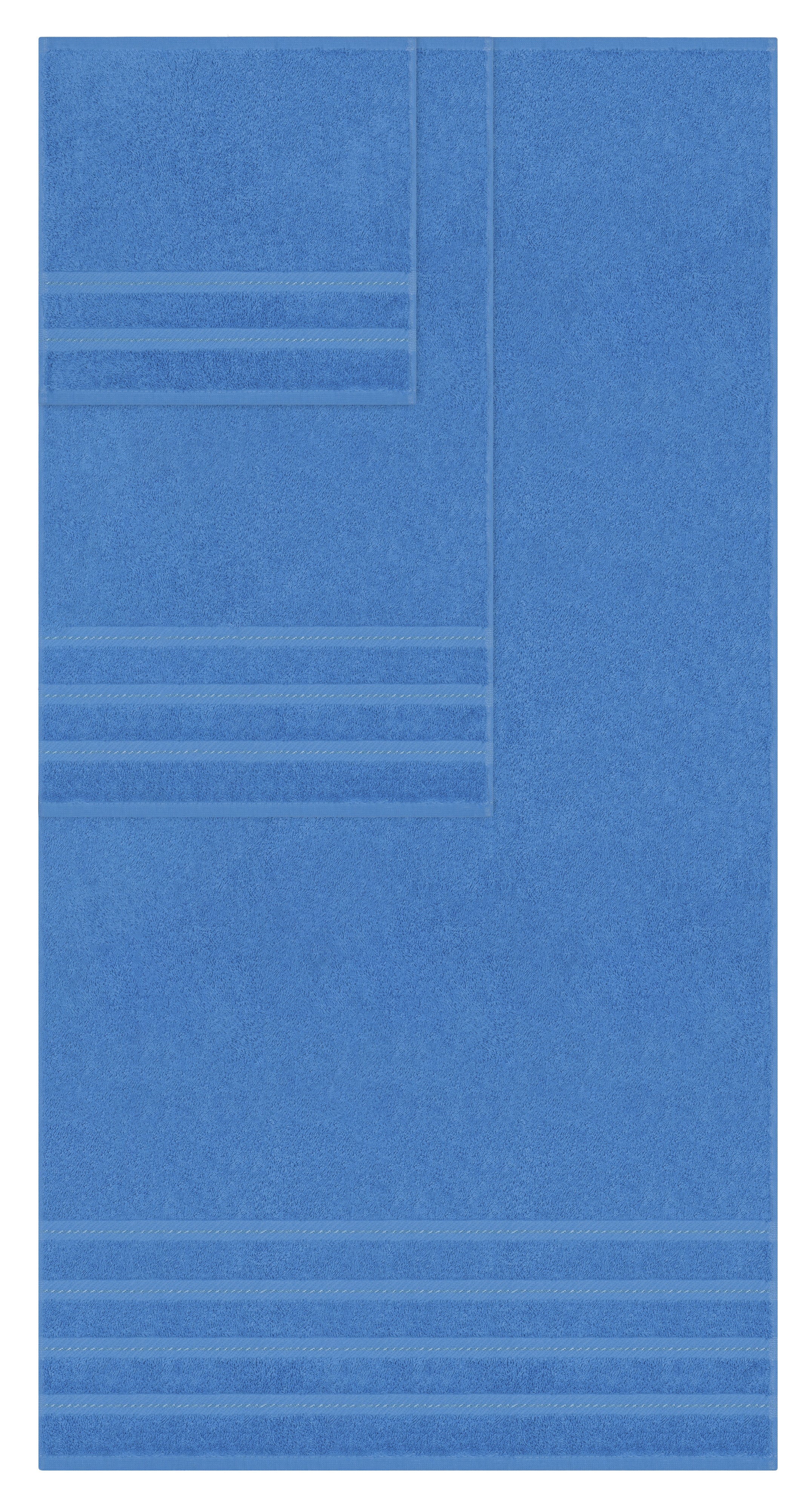American-softlinen - Embroidery 6 Piece 100% Turkish Cotton Towel Set - Electric-Blue-0