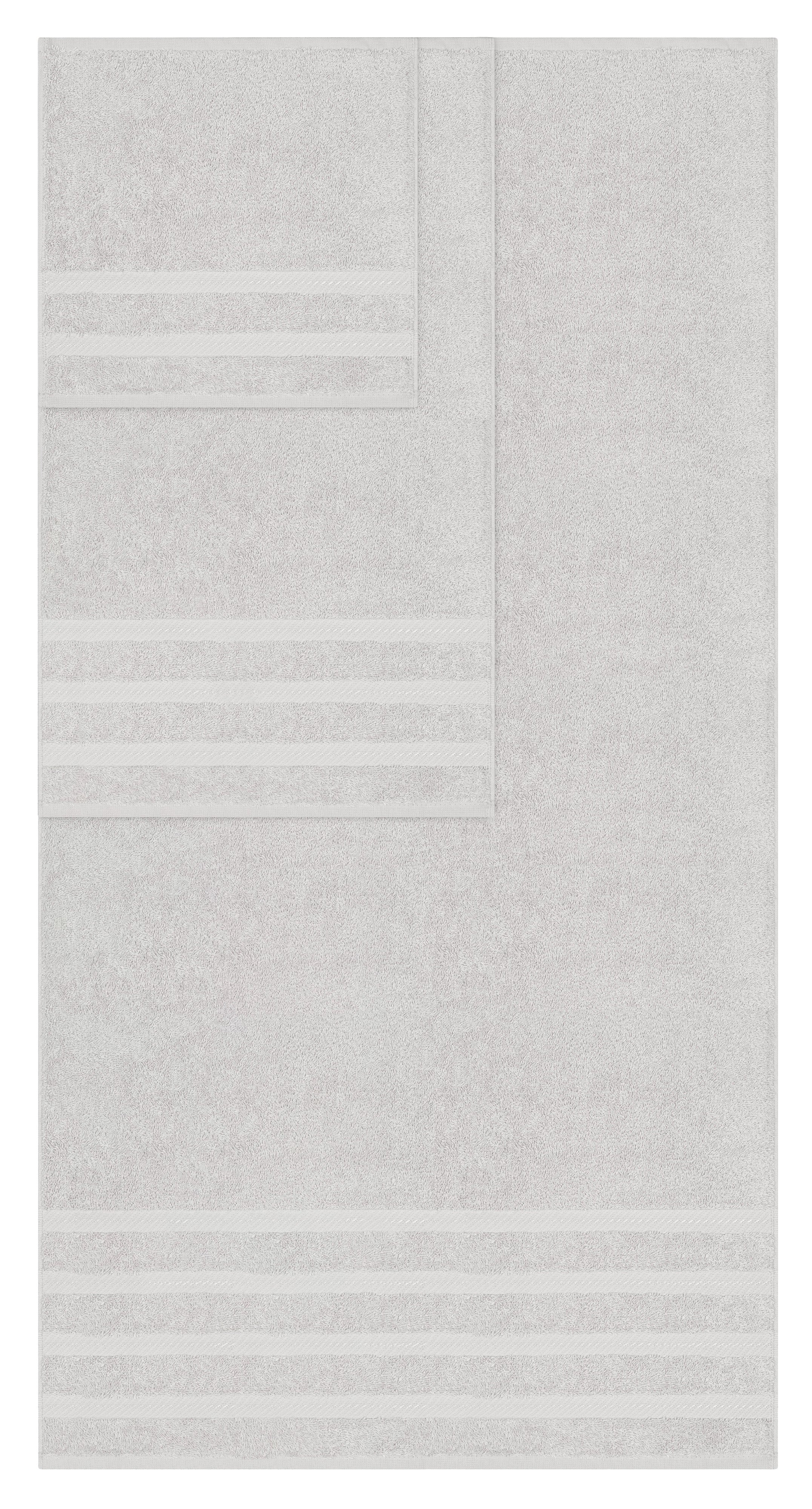 American-softlinen - Embroidery 6 Piece 100% Turkish Cotton Towel Set - Silver-0