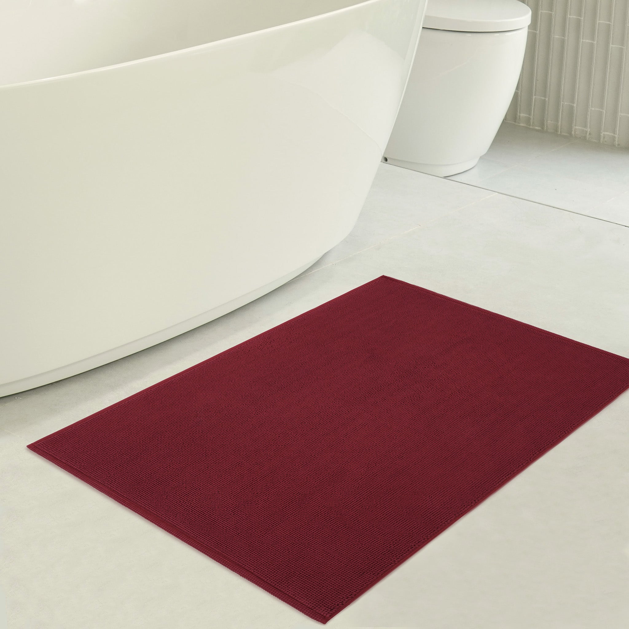 American-softlinen 100% Cotton Non-Slip 17x24 Inch Bath Rug Wholesale bordeaux-red-3