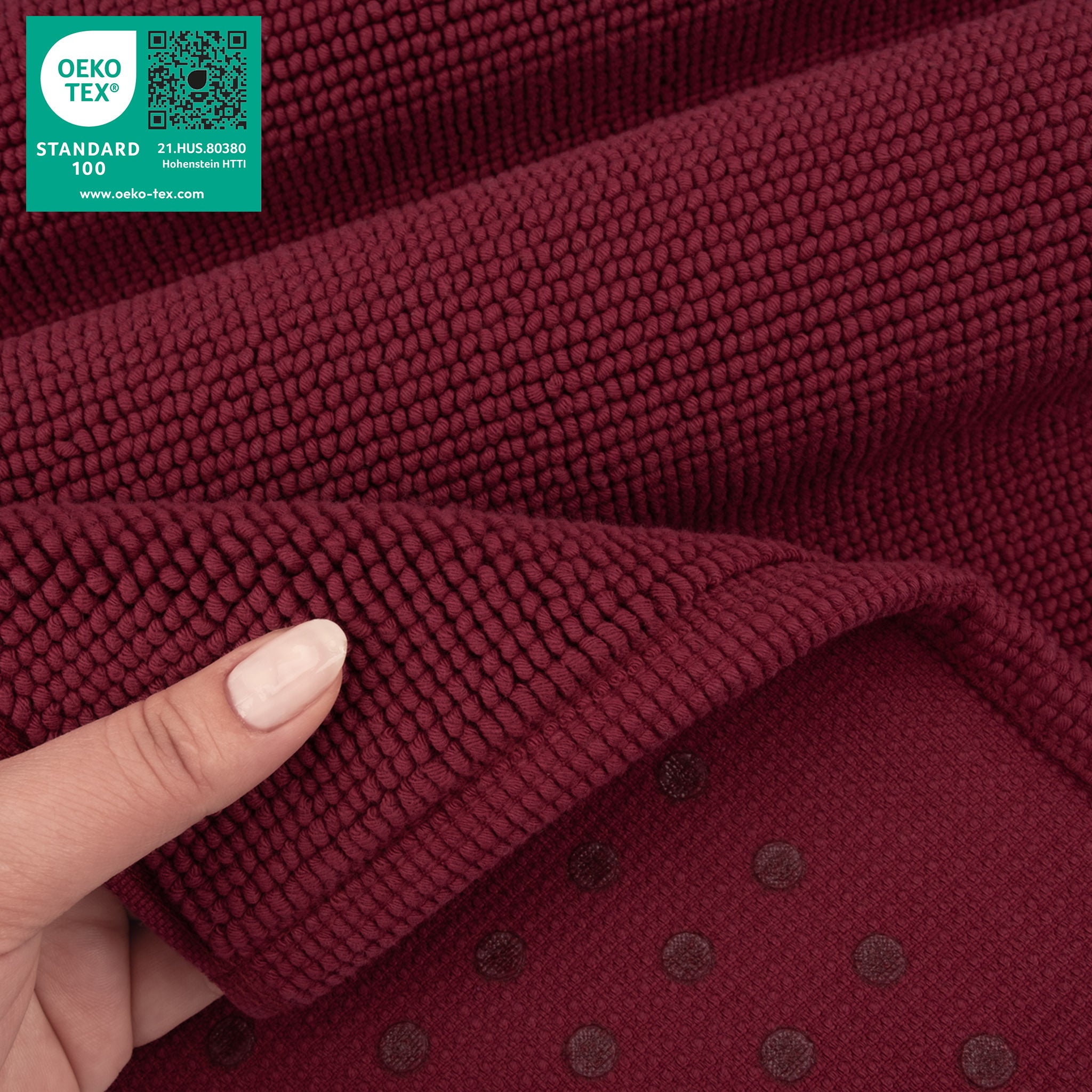 American-softlinen 100% Cotton Non-Slip 17x24 Inch Bath Rug Wholesale bordeaux-red-5