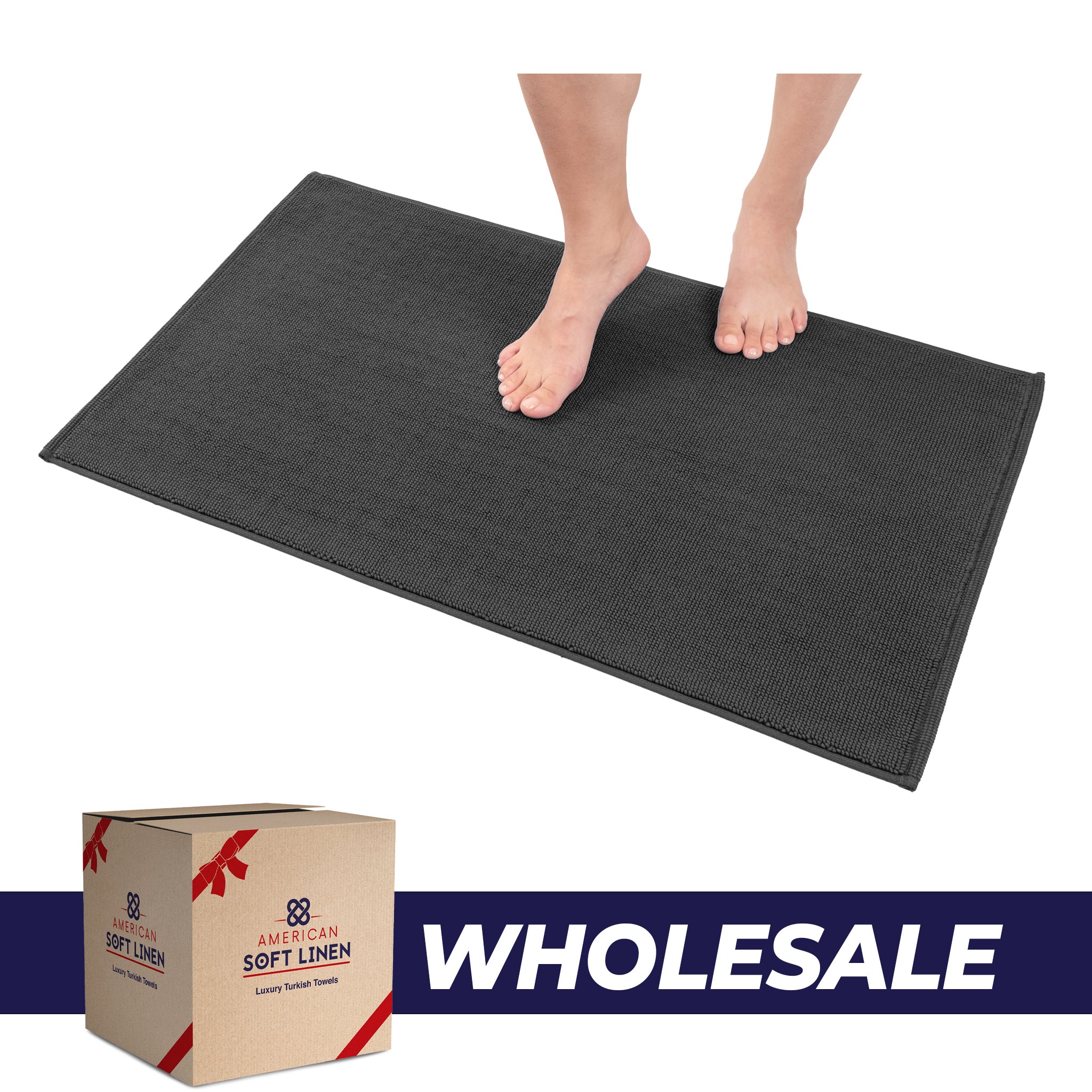 American-softlinen 100% Cotton Non-Slip 17x24 Inch Bath Rug Wholesale gray-0