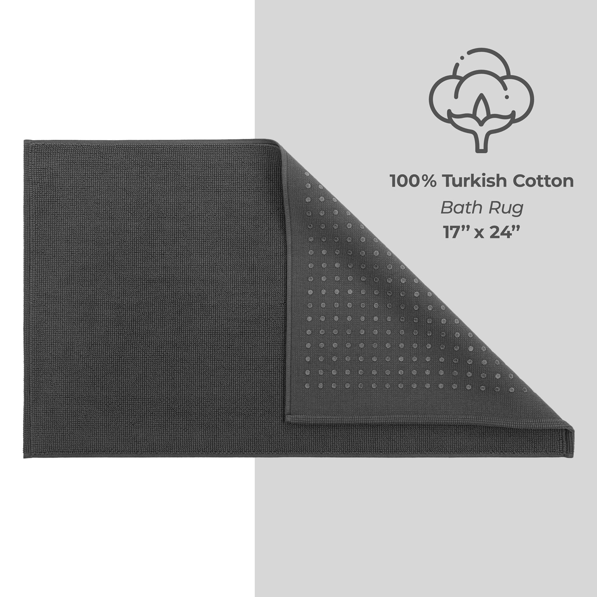 American-softlinen 100% Cotton Non-Slip 17x24 Inch Bath Rug Wholesale gray-4