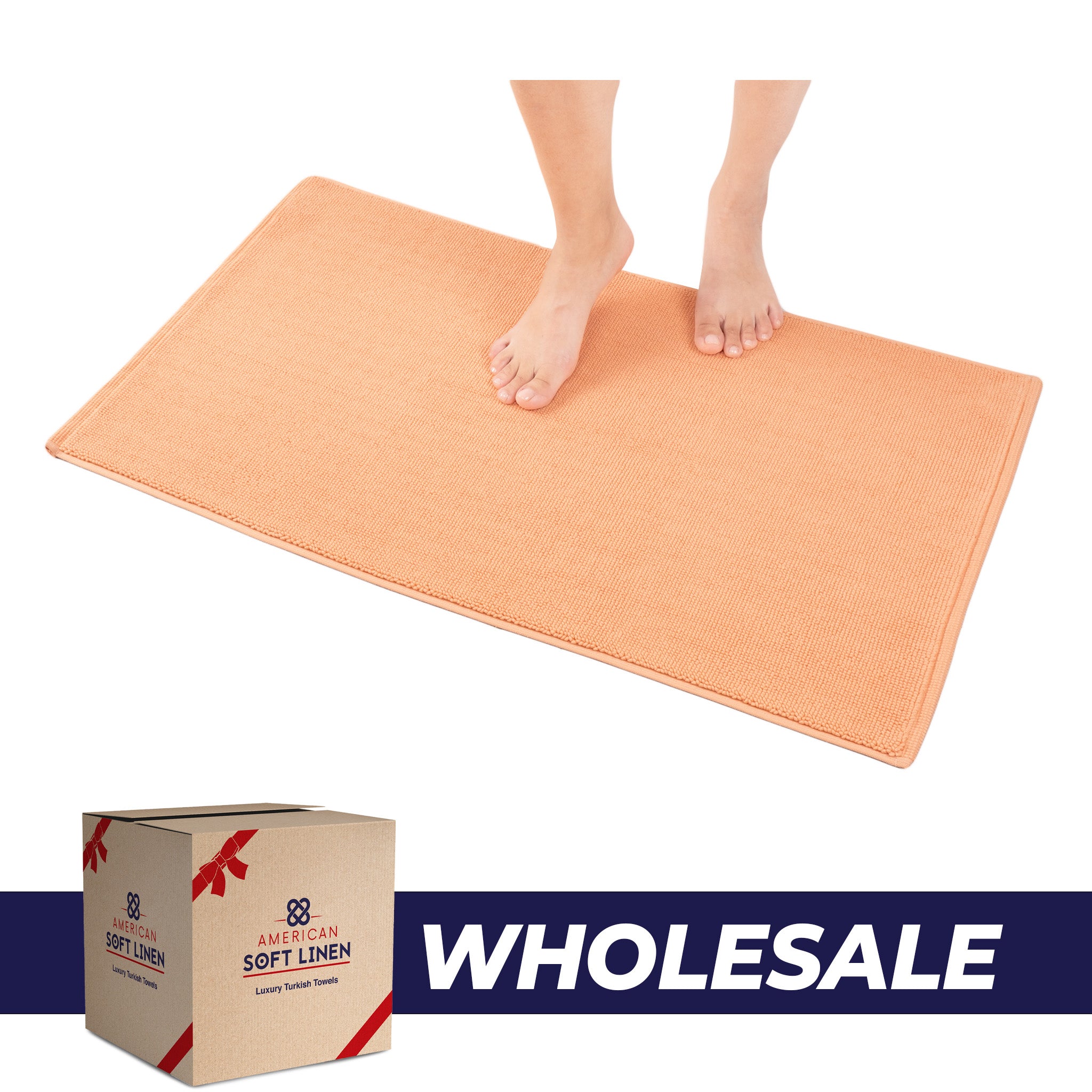 American-softlinen 100% Cotton Non-Slip 17x24 Inch Bath Rug Wholesale malibu-peach-0