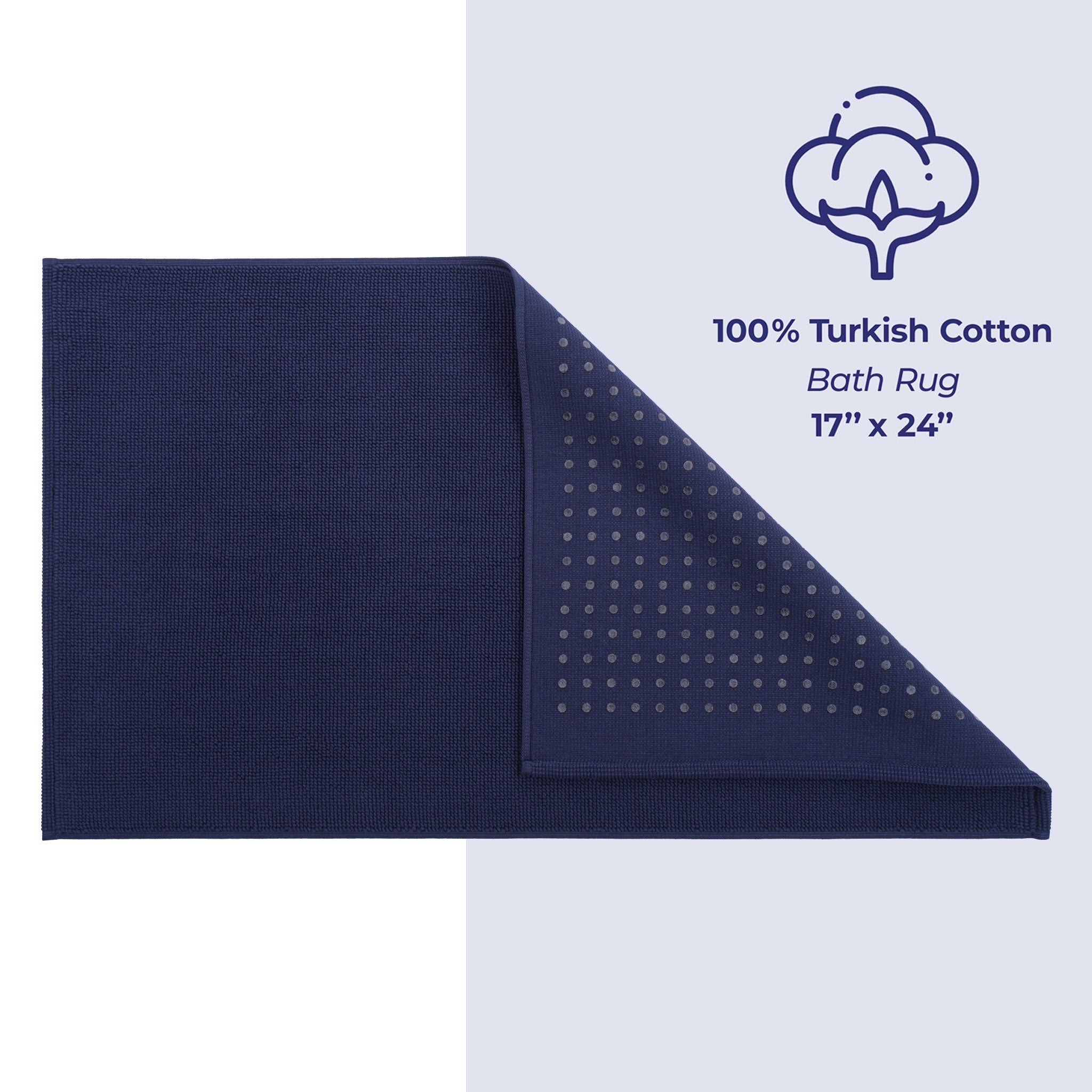 American-softlinen 100% Cotton Non-Slip 17x24 Inch Bath Rug Wholesale navy-blue-4