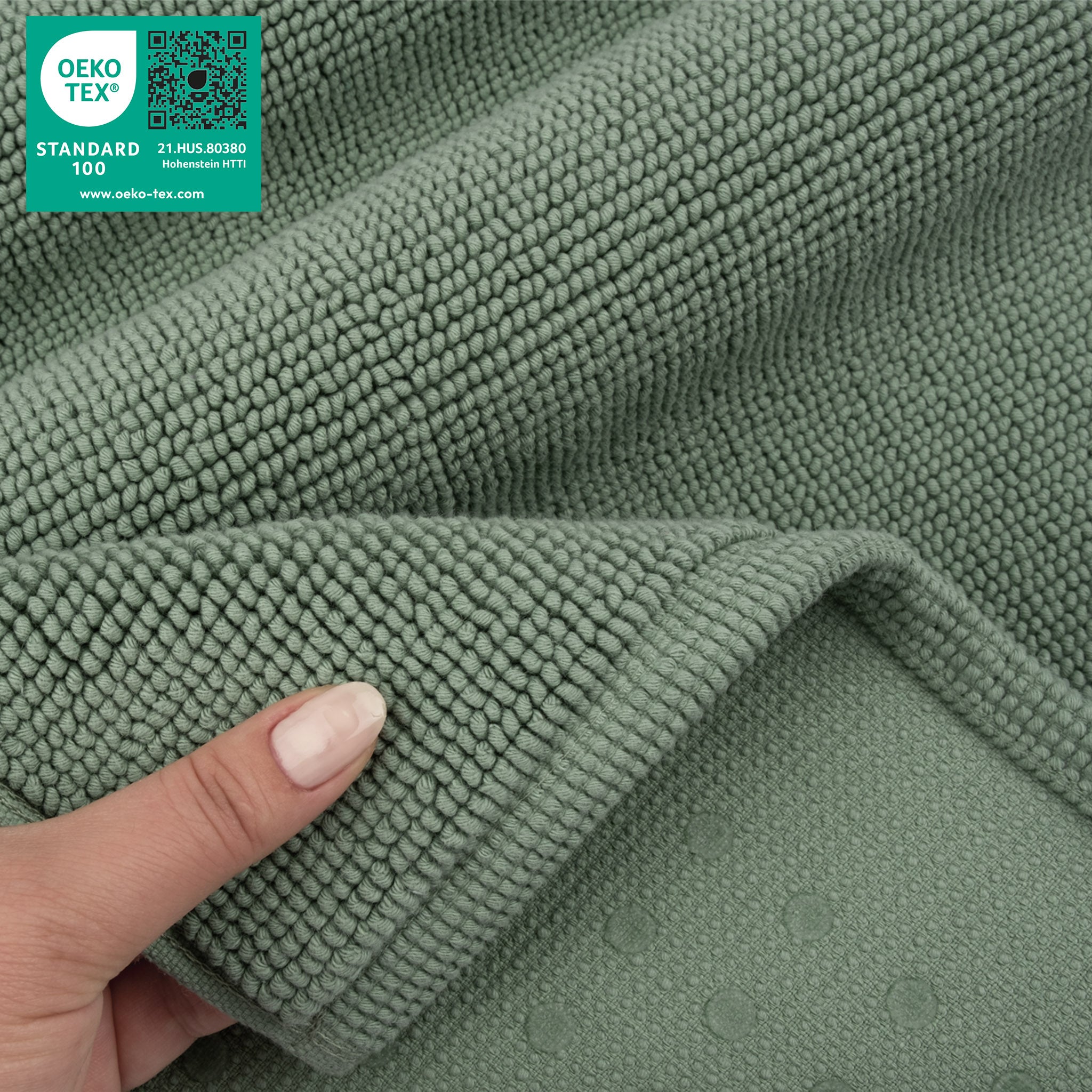 American-softlinen 100% Cotton Non-Slip 17x24 Inch Bath Rug Wholesale sage-green-5