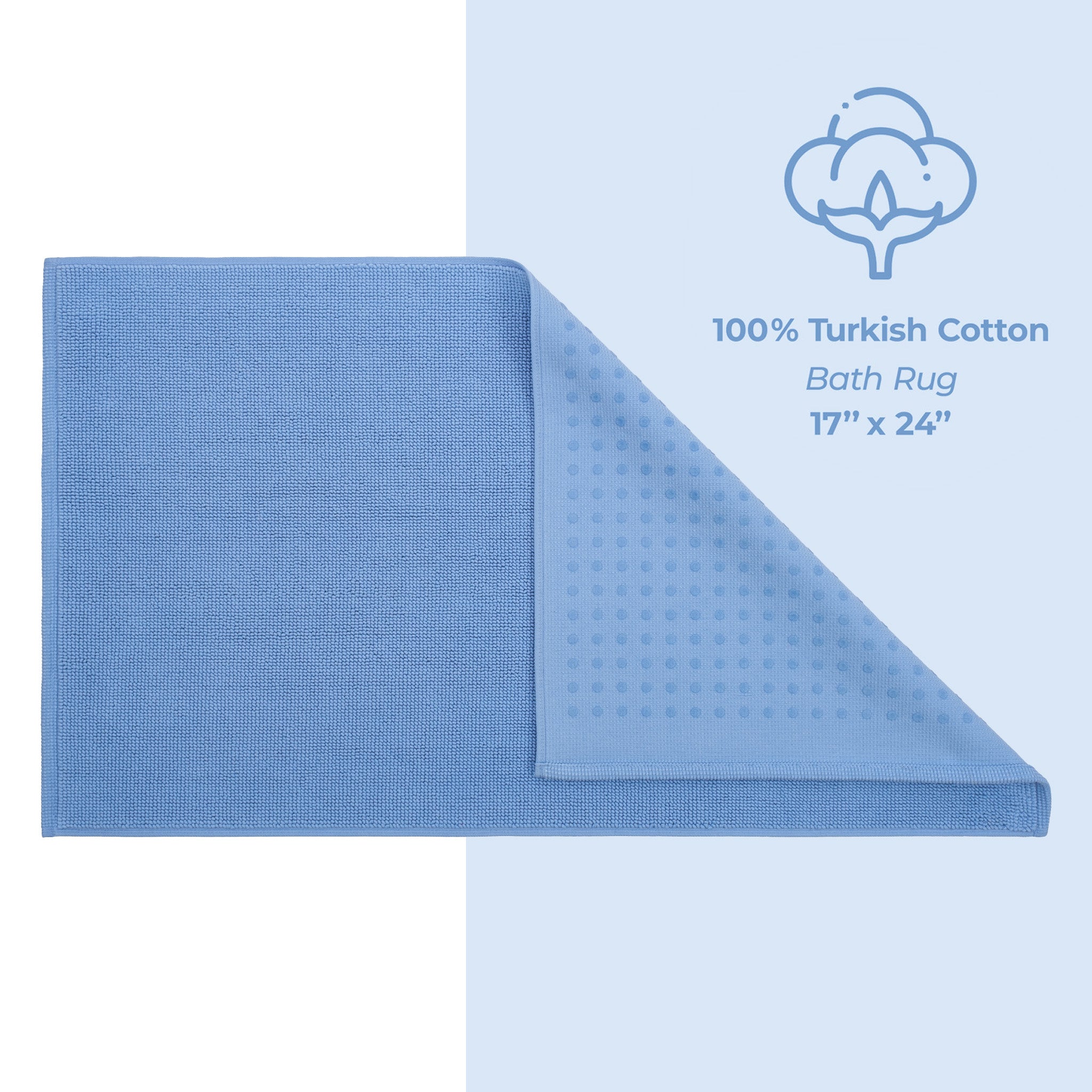 American-softlinen 100% Cotton Non-Slip 17x24 Inch Bath Rug Wholesale sky-blue-4