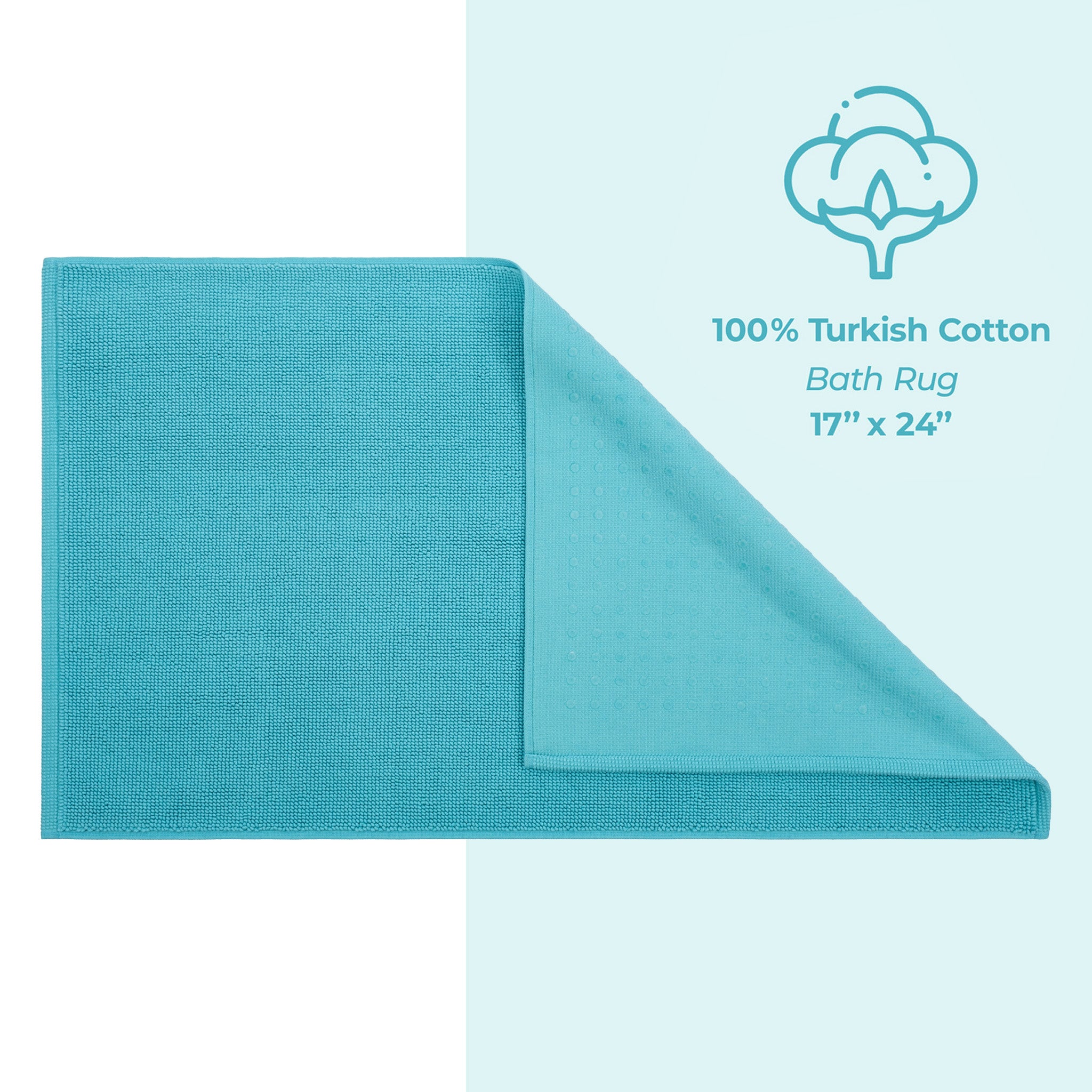 American-softlinen 100% Cotton Non-Slip 17x24 Inch Bath Rug Wholesale turquoise-blue-4