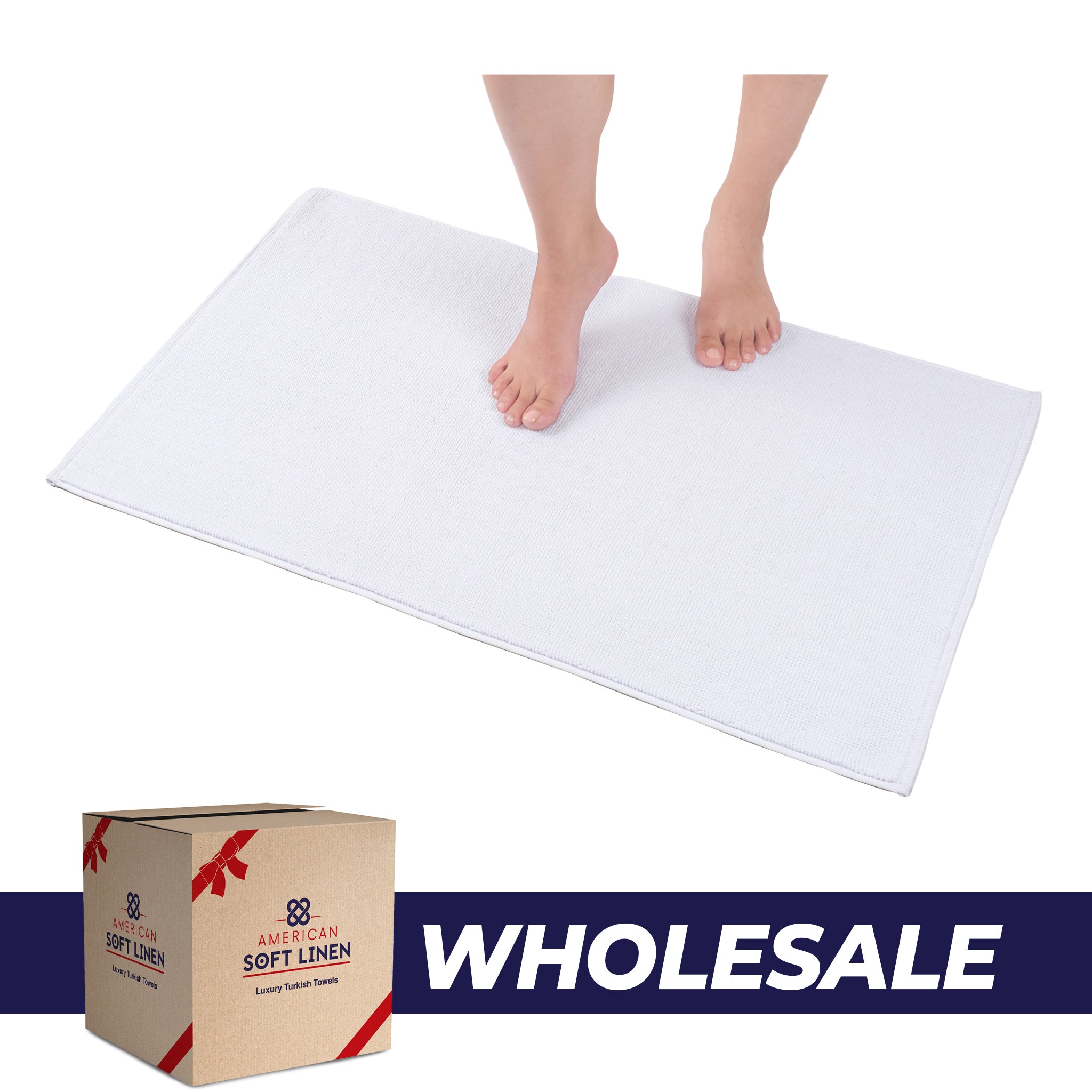 American-softlinen 100% Cotton Non-Slip 17x24 Inch Bath Rug Wholesale white-0