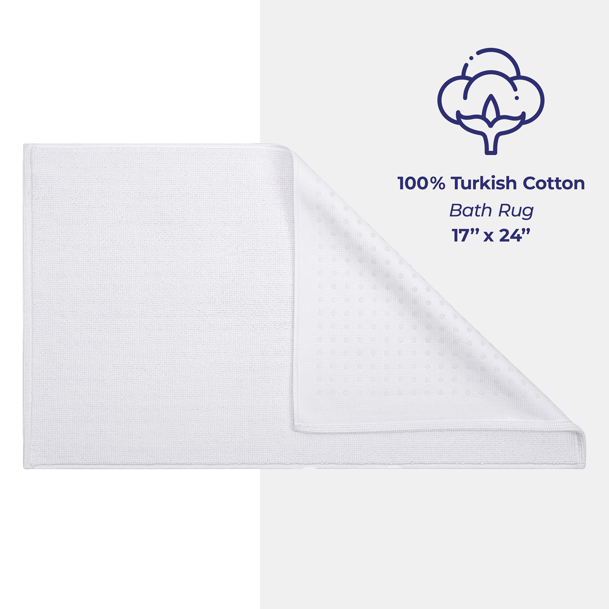 American-softlinen 100% Cotton Non-Slip 17x24 Inch Bath Rug Wholesale white-4