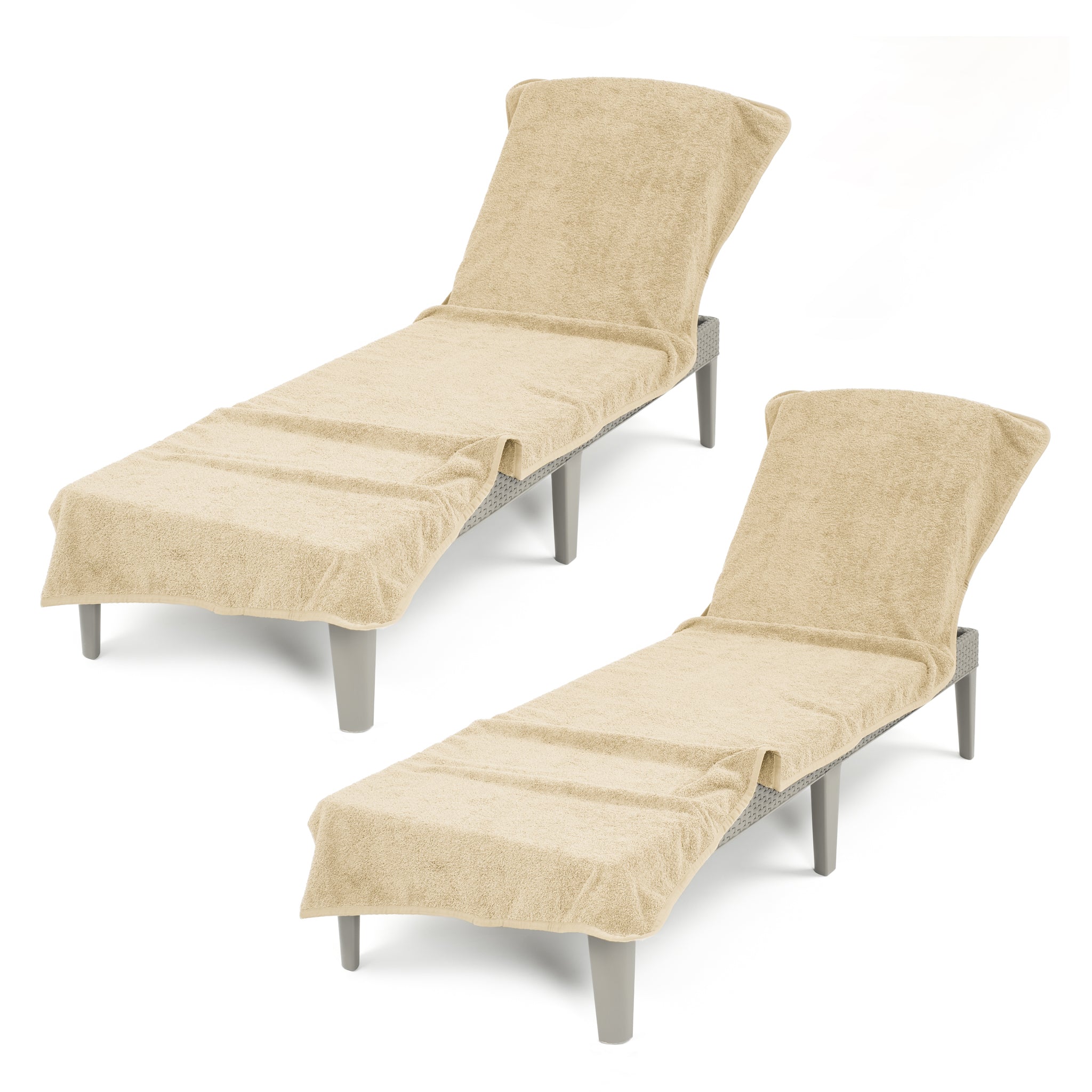 American-softlinen 2 Pack Chaise Lounge Covers with Pocket, 86" x 32" Oversized Beach and Pool Lounge Chair Towels