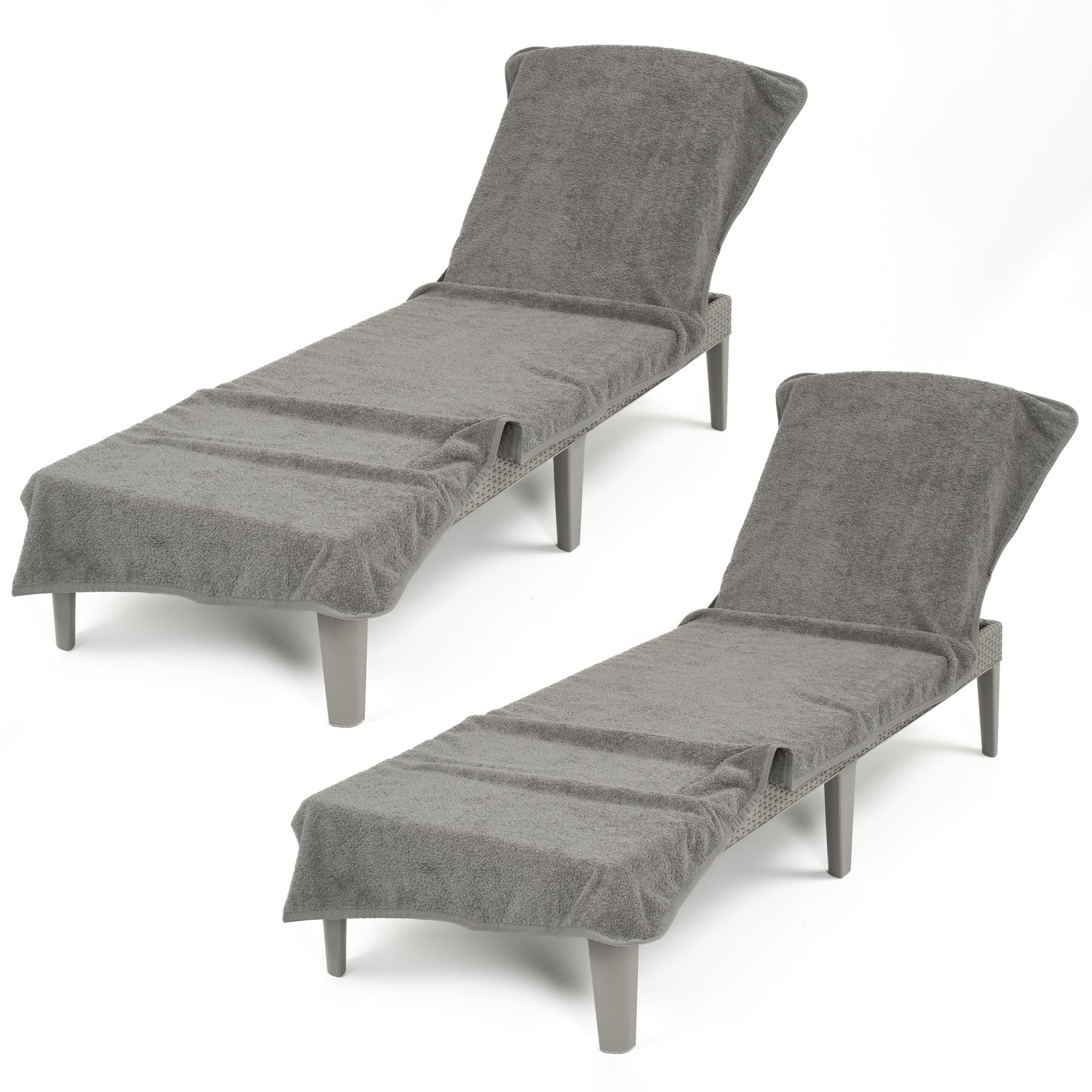 American-softlinen 2 Pack Chaise Lounge Covers with Pocket, 86" x 32" Oversized Beach and Pool Lounge Chair Towels