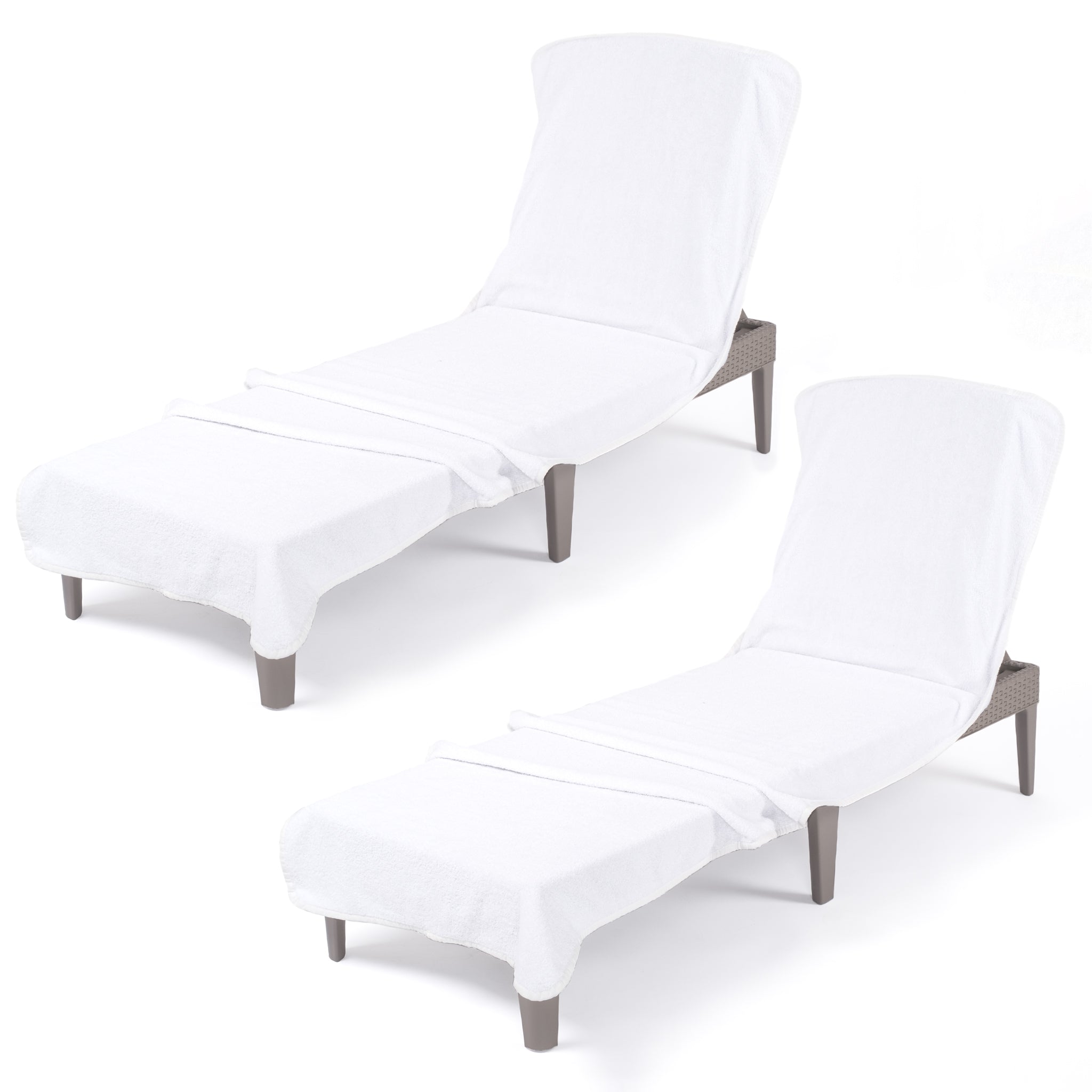 American-softlinen 2 Pack Chaise Lounge Covers with Pocket, 86" x 32" Oversized Beach and Pool Lounge Chair Towels