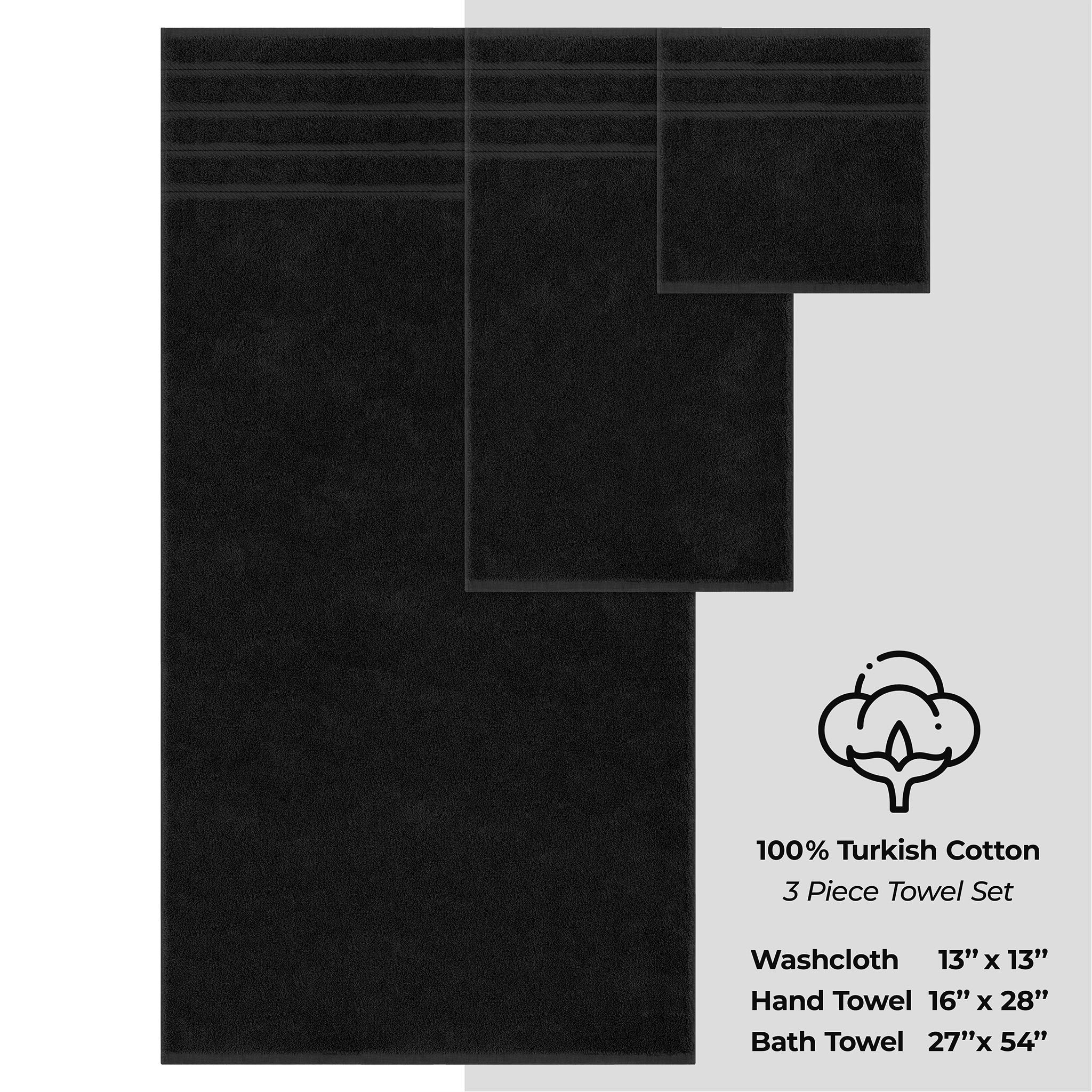 American-softlinen 3 Piece Luxury Hotel Towel Set 20 set case pack black-4