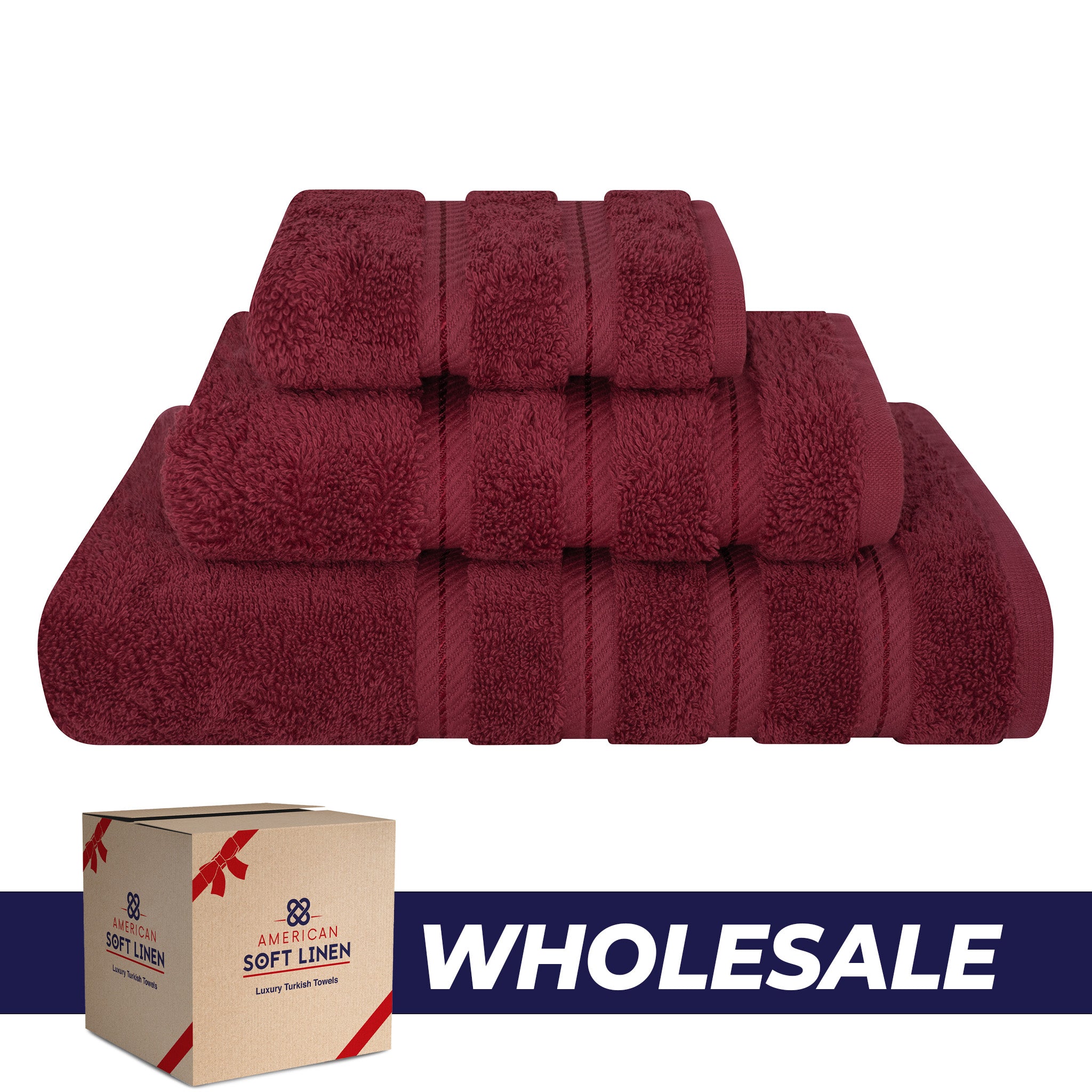 American-softlinen 3 Piece Luxury Hotel Towel Set 20 set case pack bordeaux-red-0