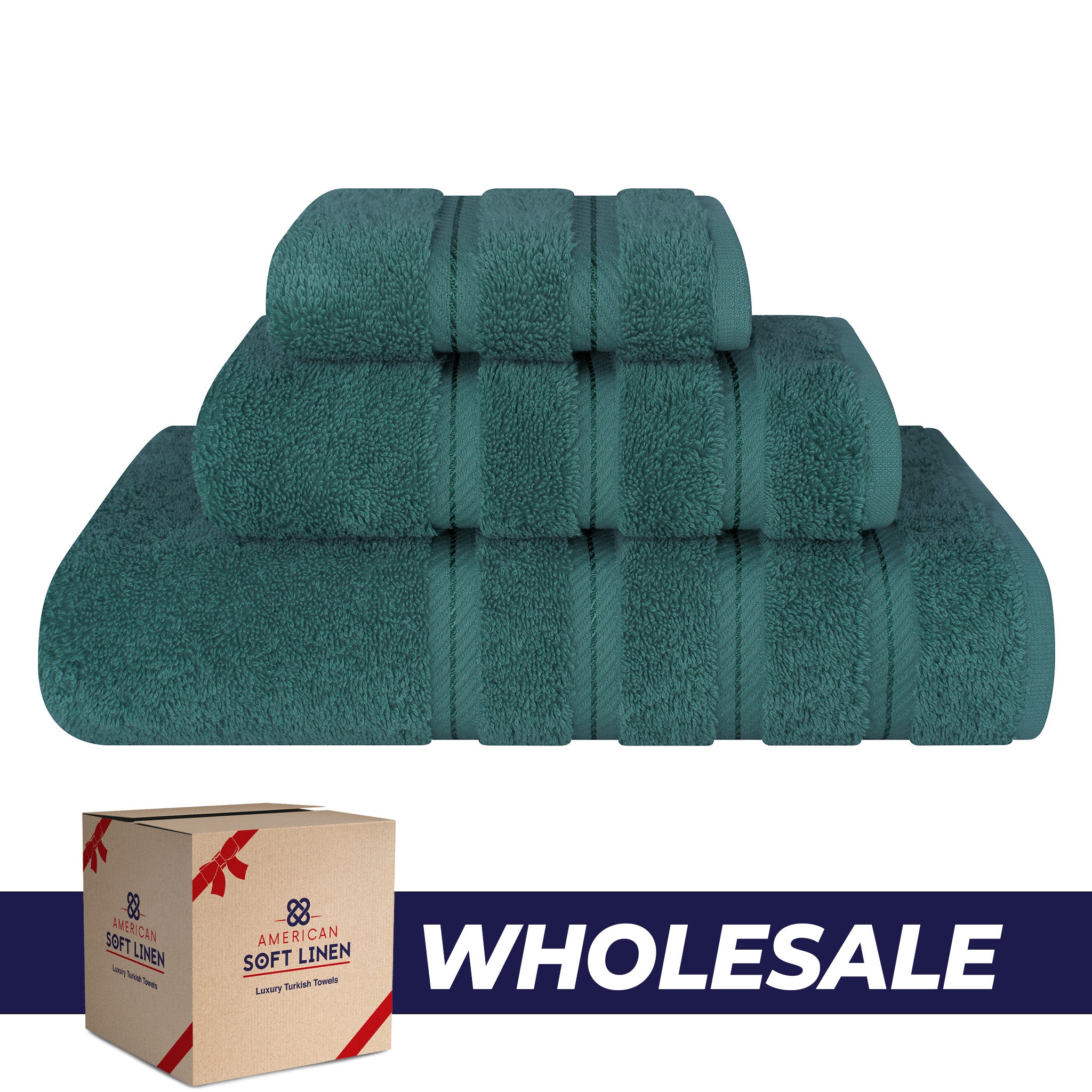 American-softlinen 3 Piece Luxury Hotel Towel Set 20 set case pack colonial-blue-0
