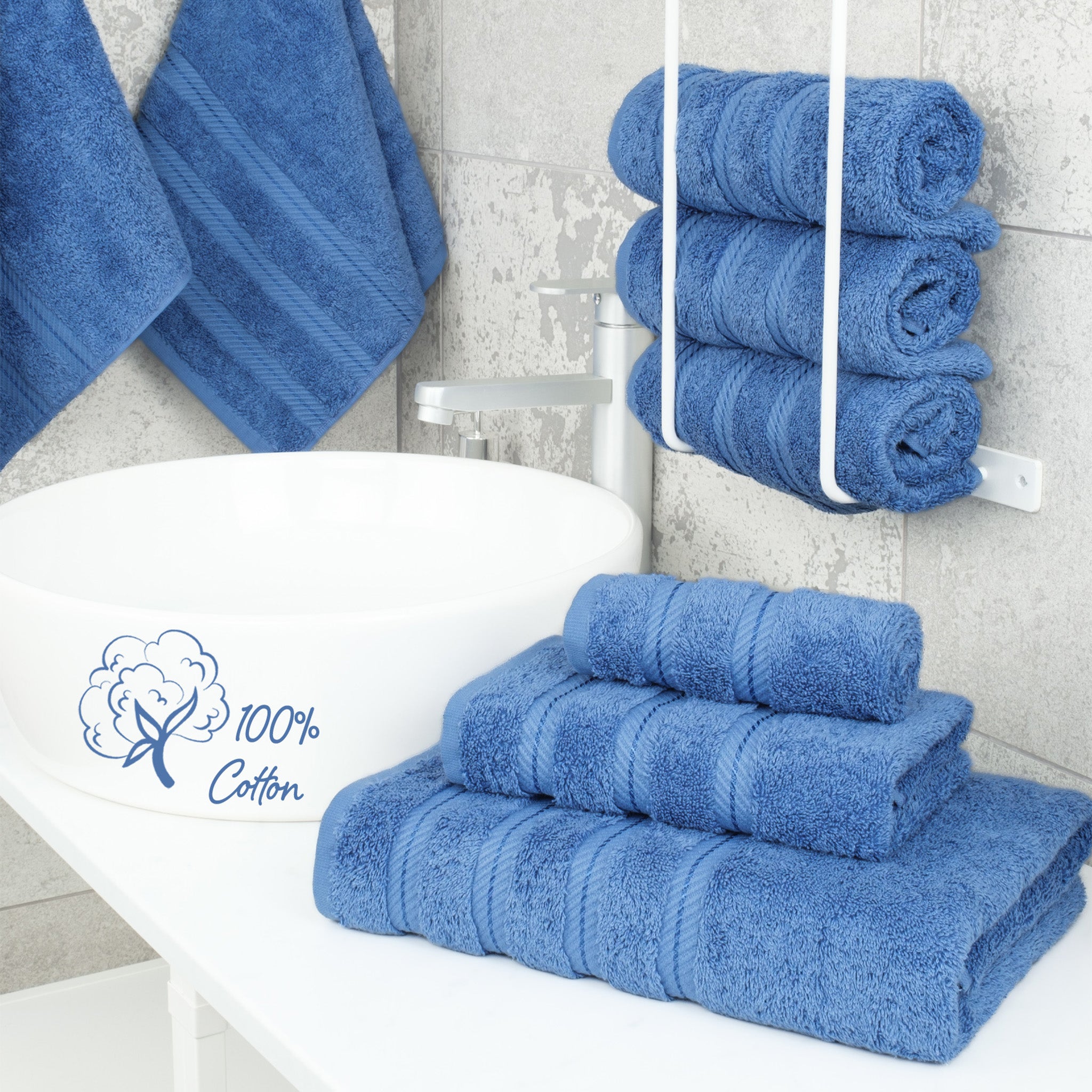 American-softlinen 3 Piece Luxury Hotel Towel Set 20 set case pack electric-blue-2