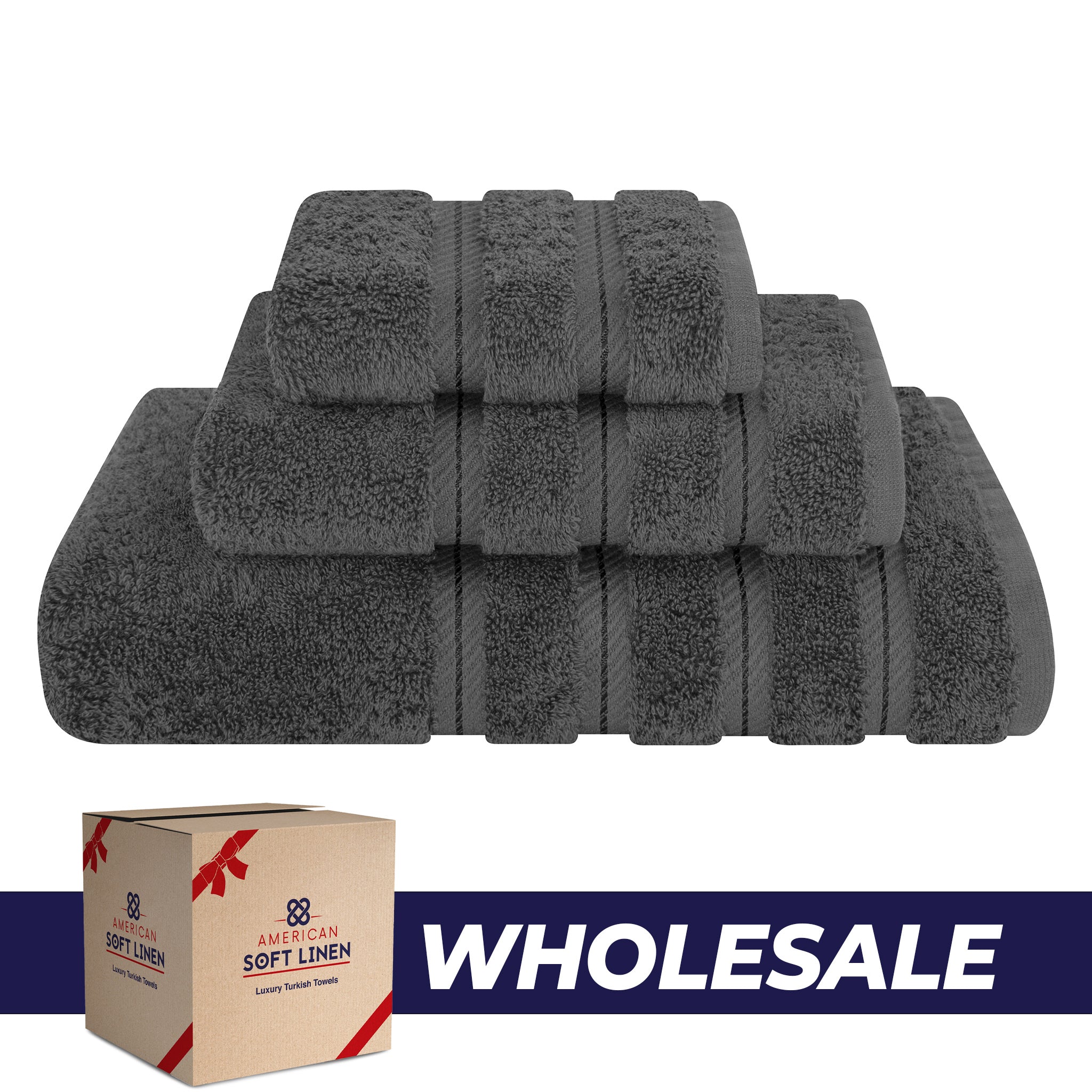 American-softlinen 3 Piece Luxury Hotel Towel Set 20 set case pack gray-0