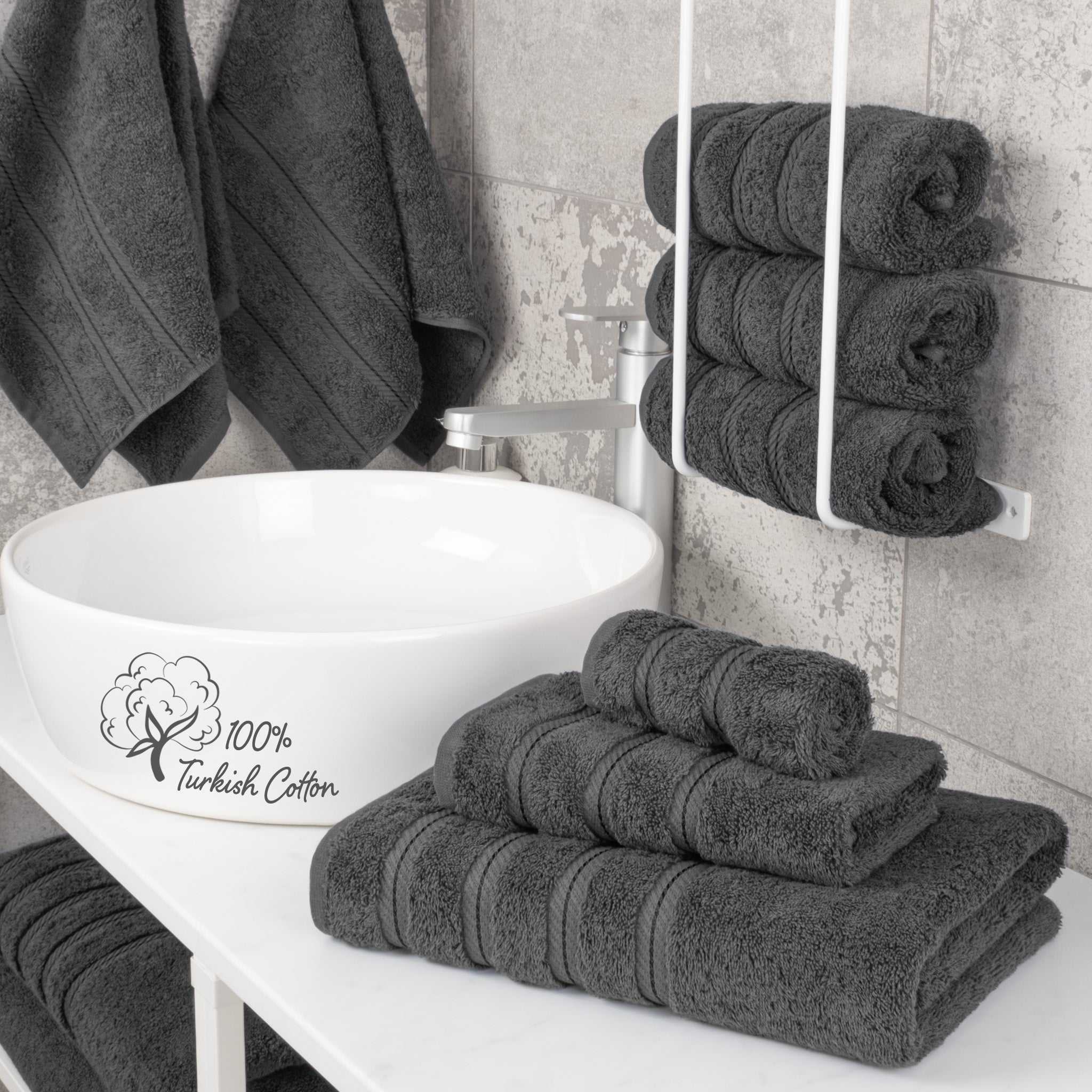 American-softlinen 3 Piece Luxury Hotel Towel Set 20 set case pack gray-2