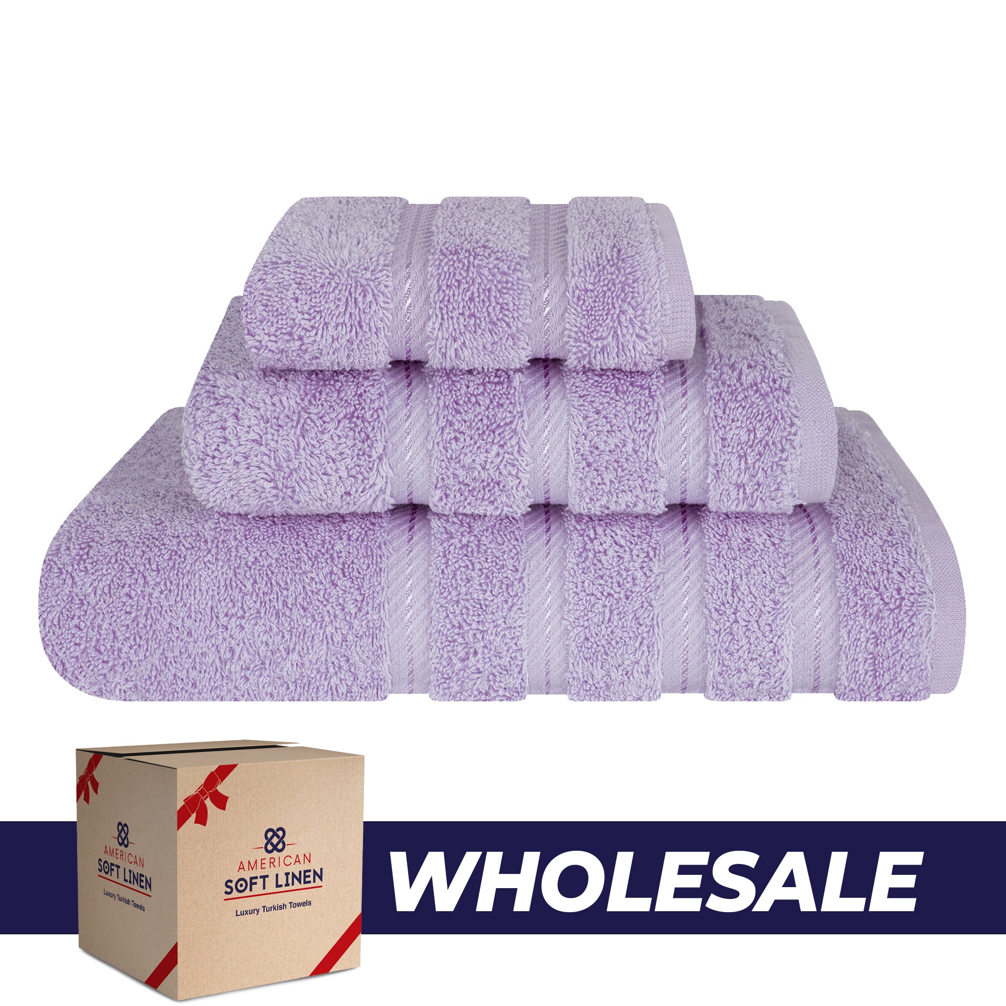 American-softlinen 3 Piece Luxury Hotel Towel Set 20 set case pack electric-lilac-0