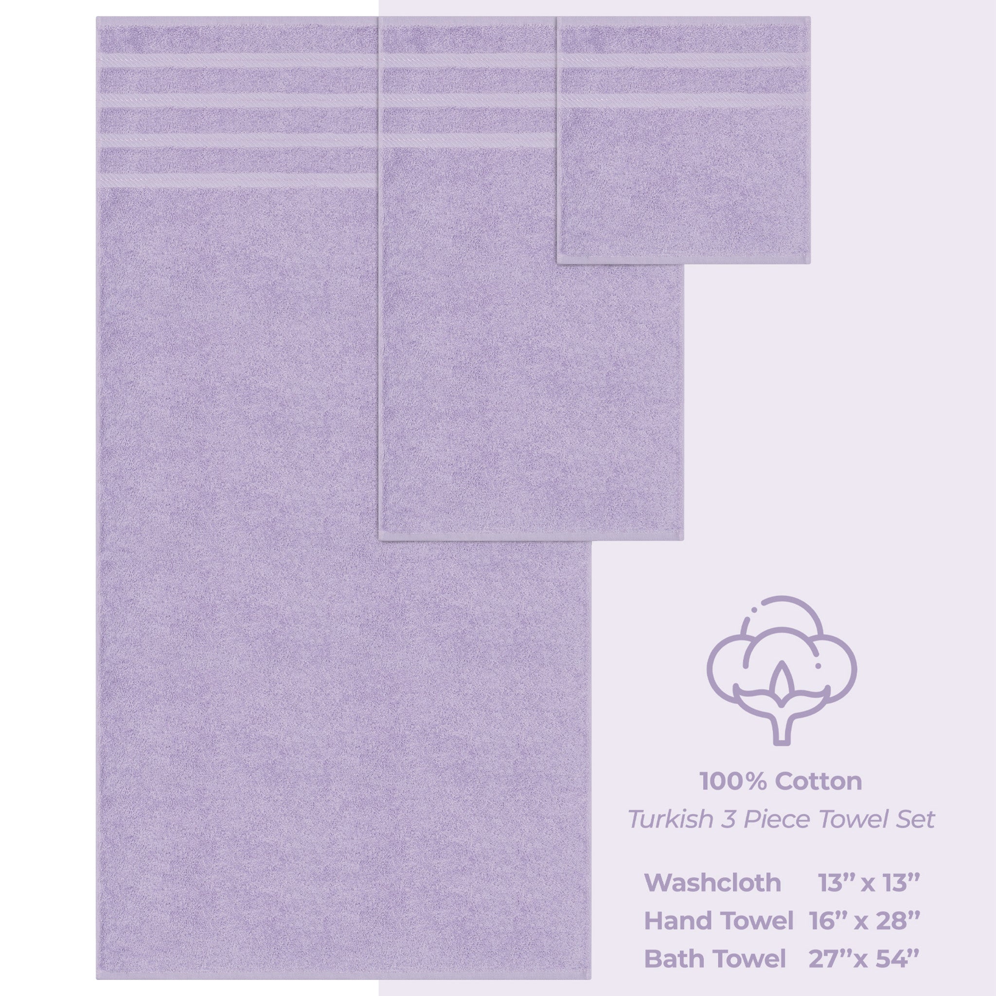 American-softlinen 3 Piece Luxury Hotel Towel Set 20 set case pack electric-lilac-4