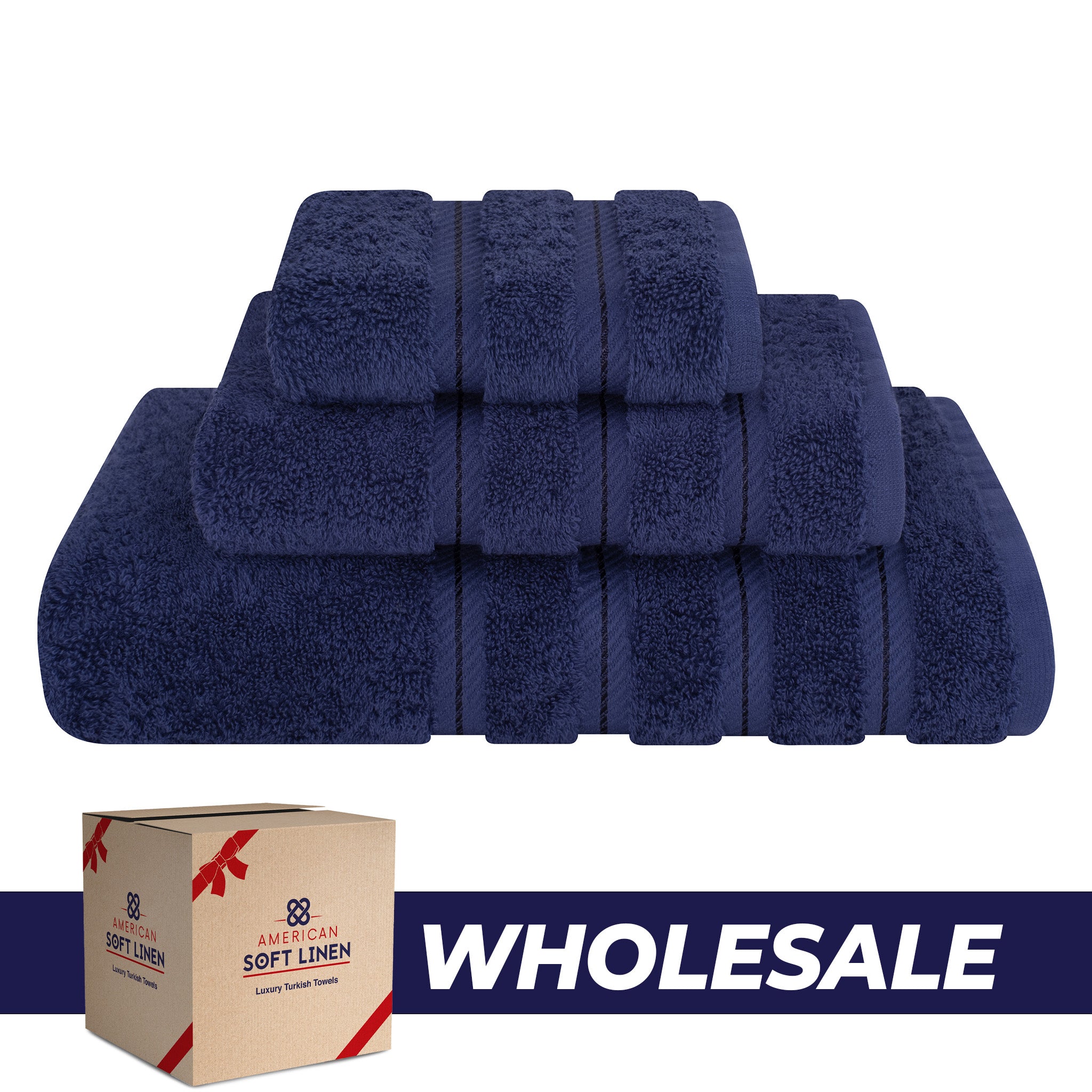 American-softlinen 3 Piece Luxury Hotel Towel Set 20 set case pack navy-blue-0