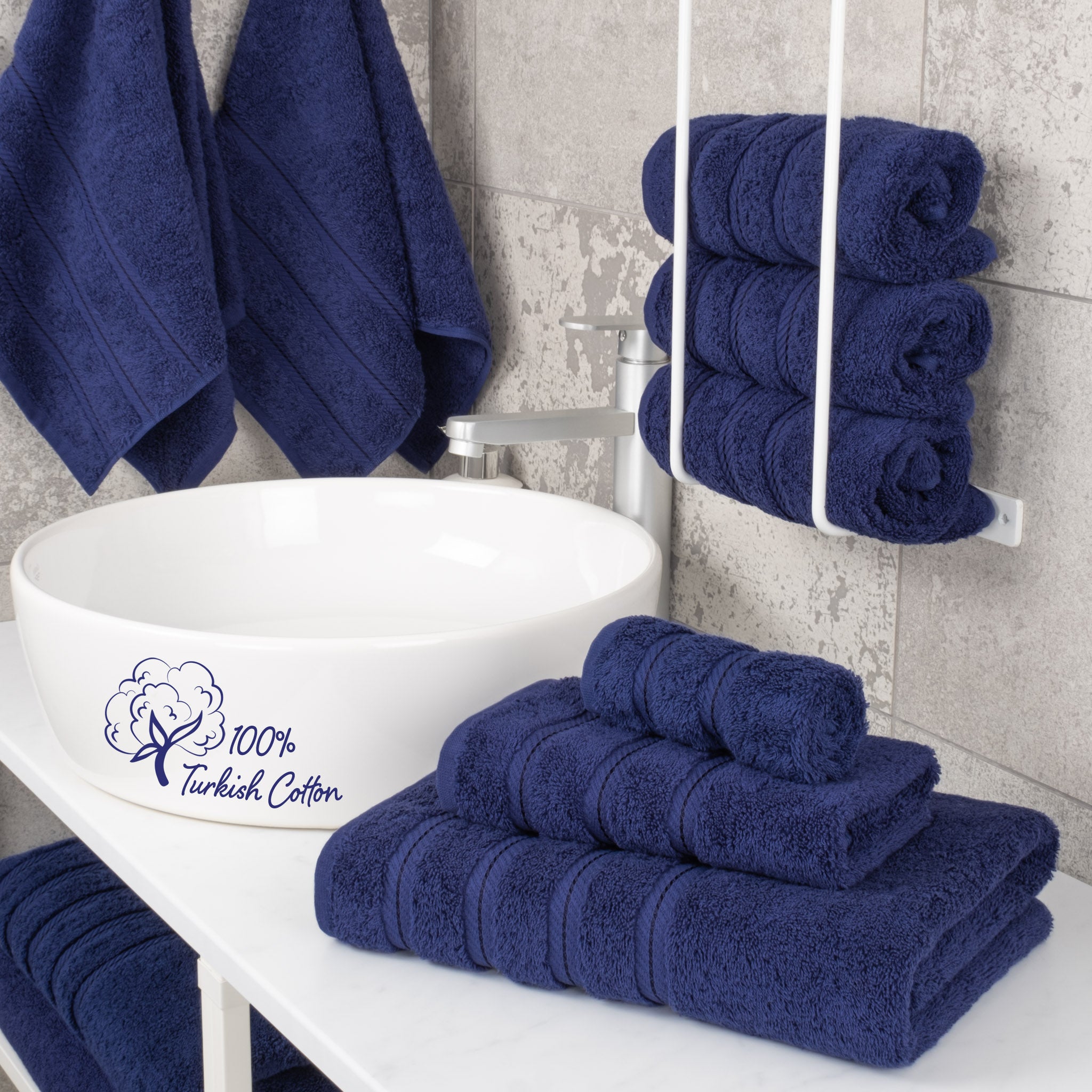 American-softlinen 3 Piece Luxury Hotel Towel Set 20 set case pack navy-blue-2