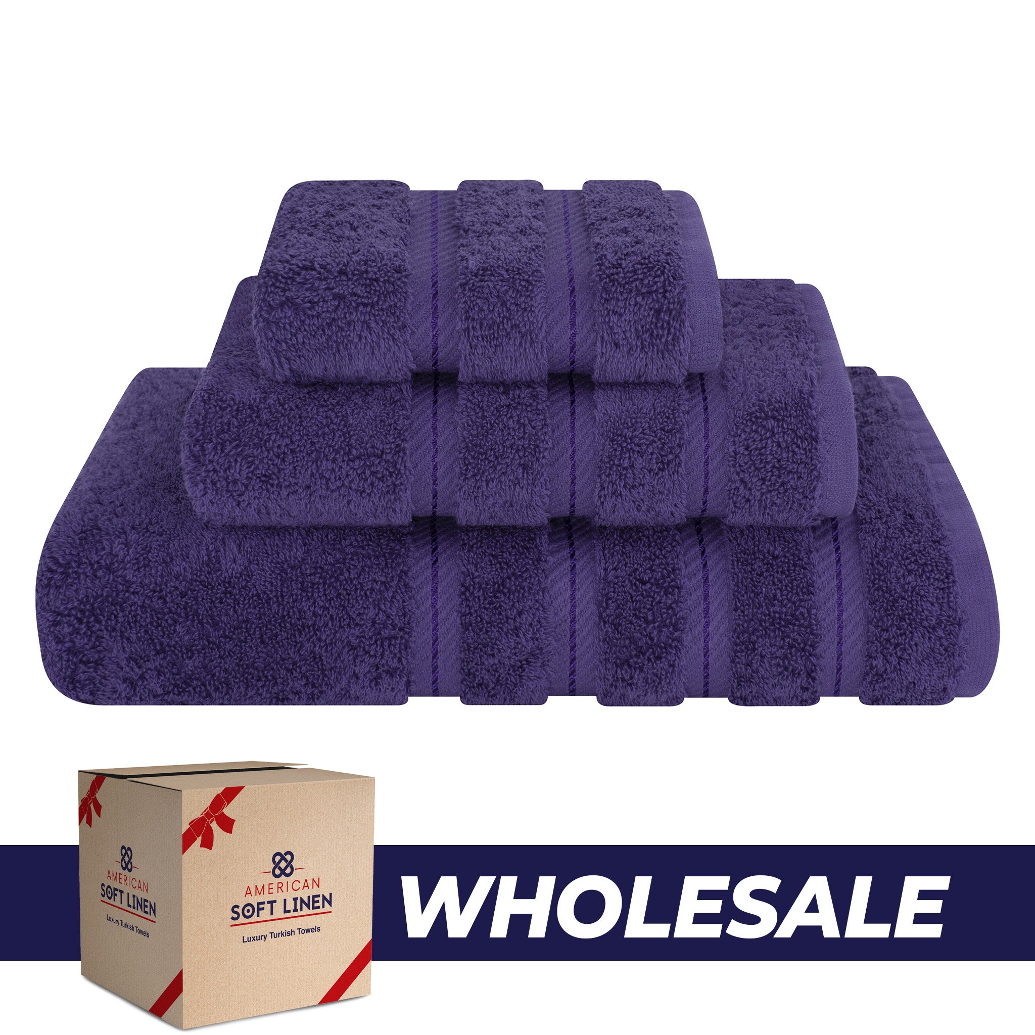 American-softlinen 3 Piece Luxury Hotel Towel Set 20 set case pack purple-0