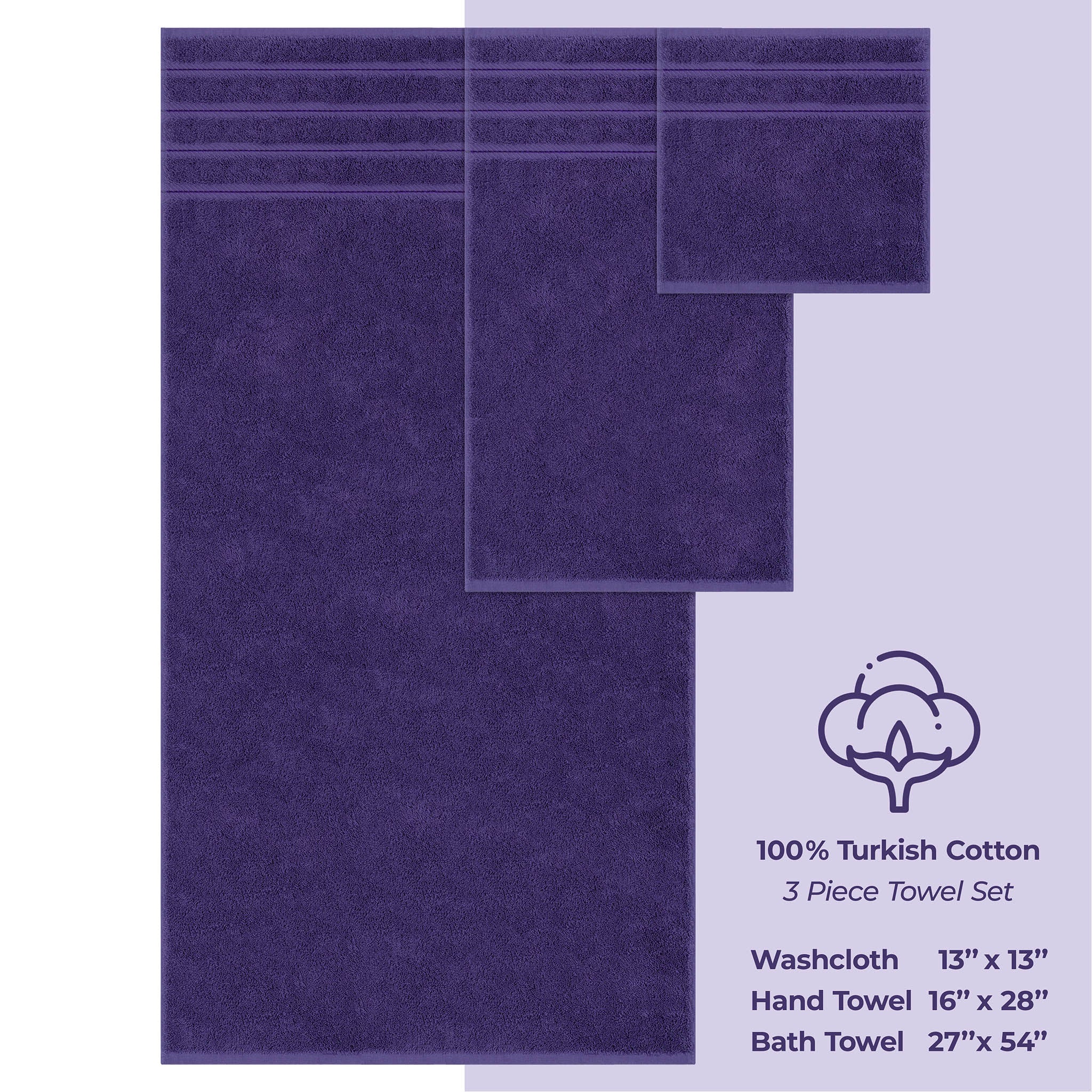 American-softlinen 3 Piece Luxury Hotel Towel Set 20 set case pack purple-4