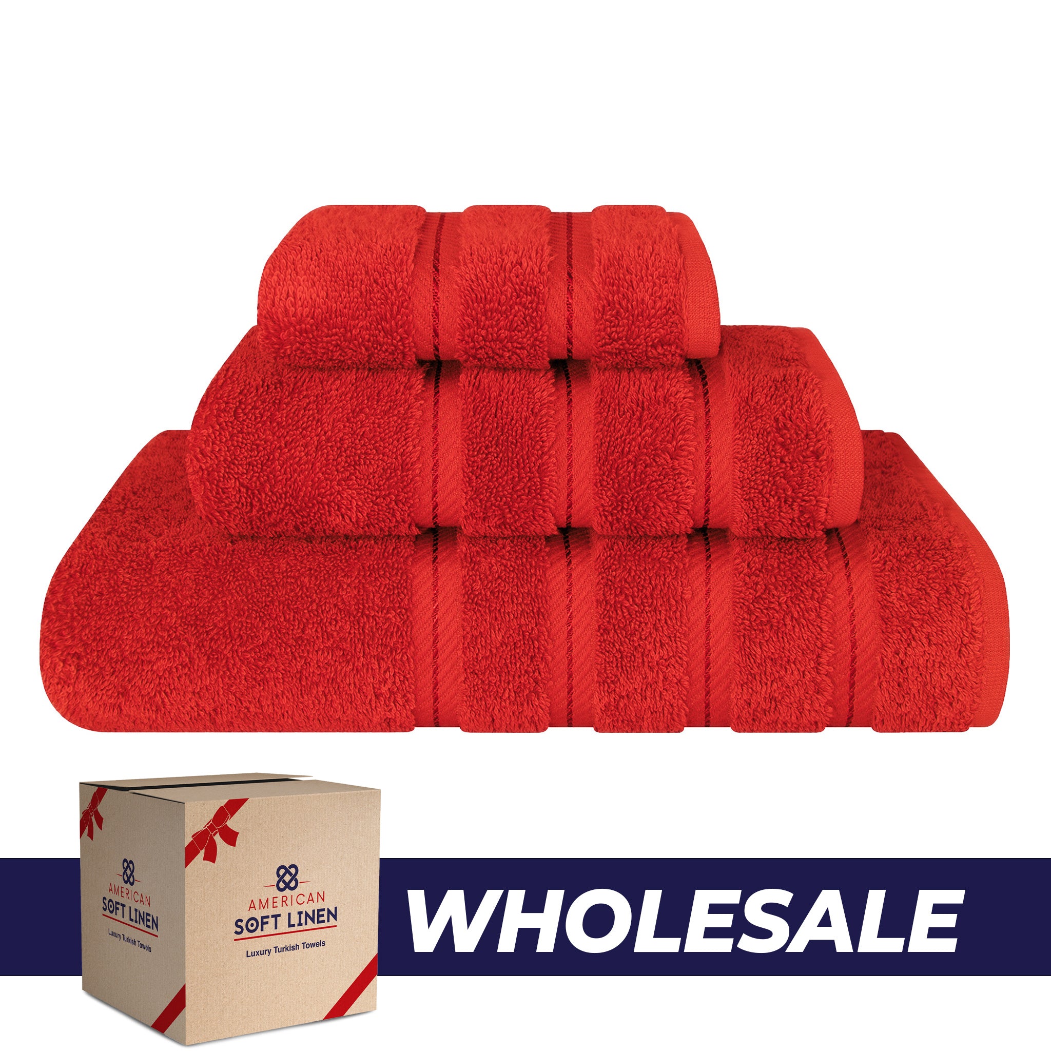 American-softlinen 3 Piece Luxury Hotel Towel Set 20 set case pack red-0