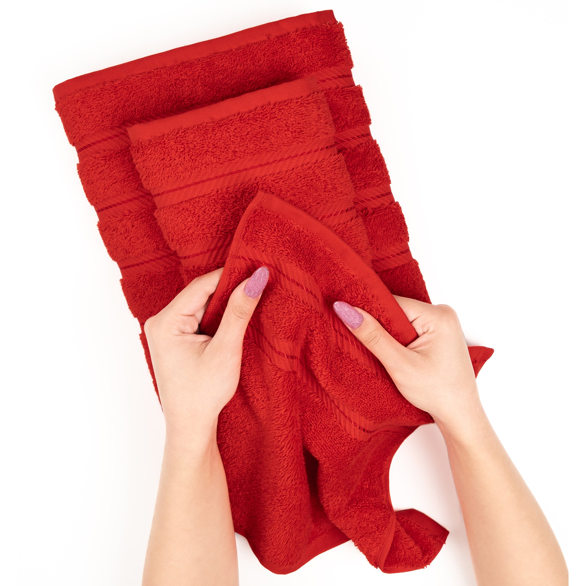 American-softlinen 3 Piece Luxury Hotel Towel Set 20 set case pack red-5