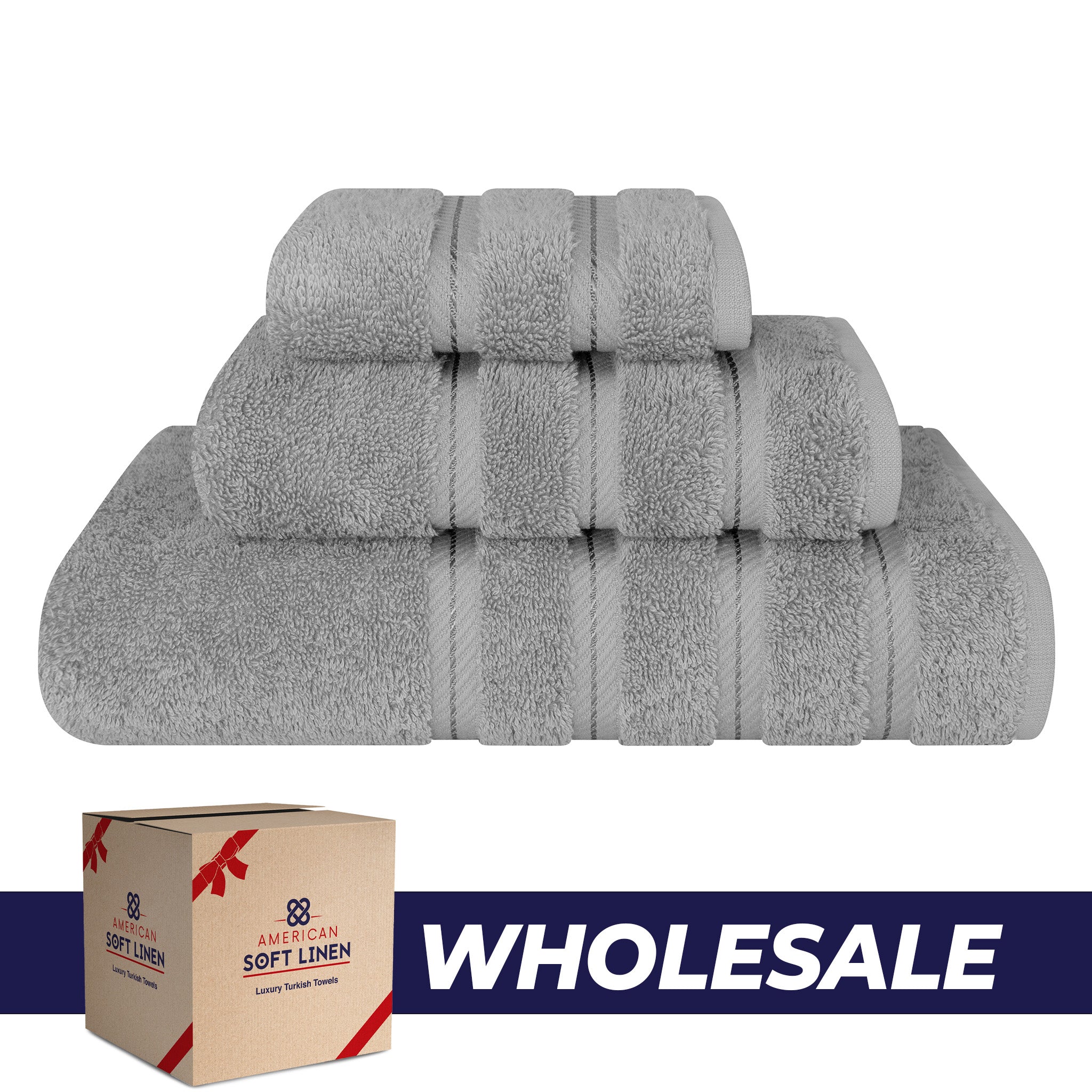 American-softlinen 3 Piece Luxury Hotel Towel Set 20 set case pack rockridge-gray-0