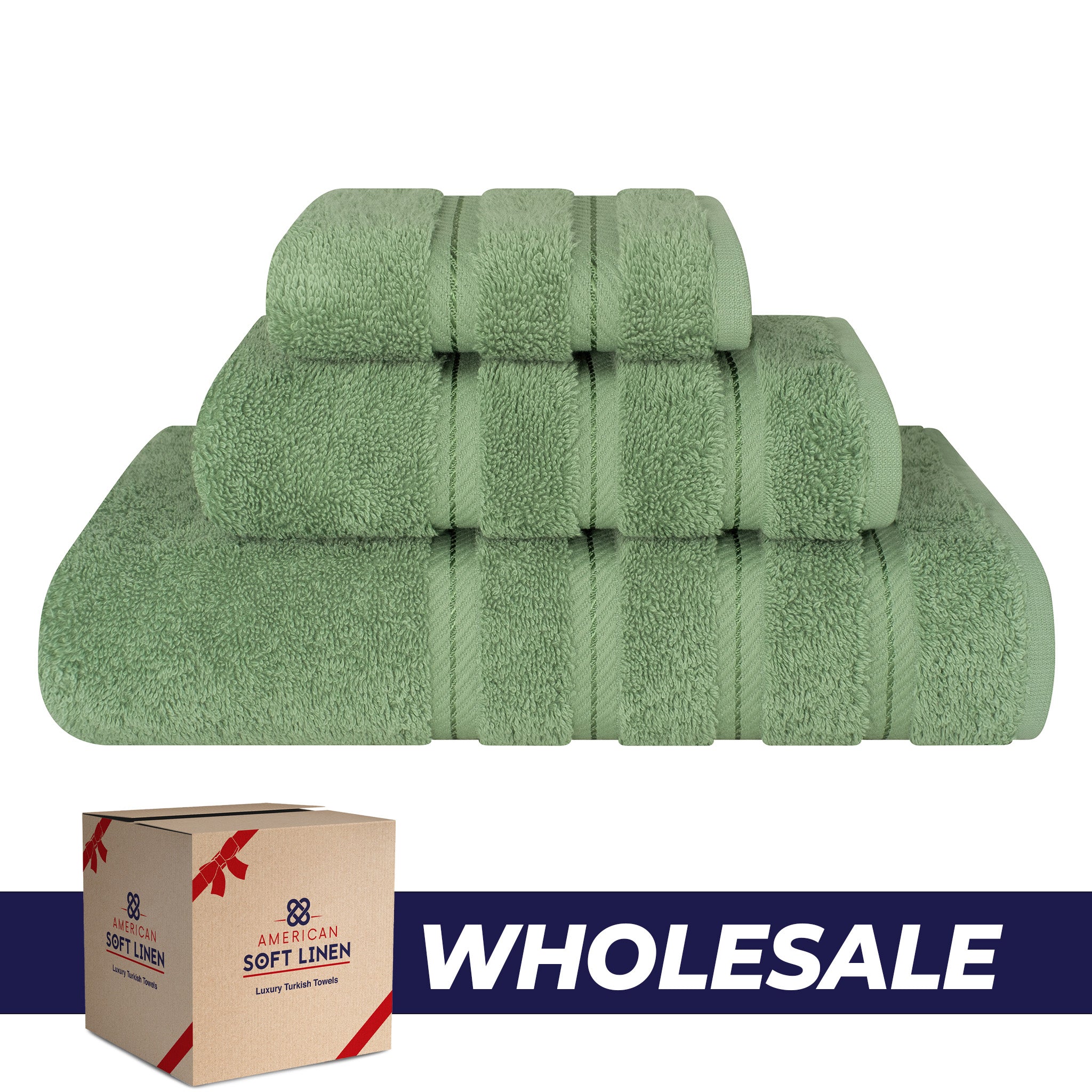 American-softlinen 3 Piece Luxury Hotel Towel Set 20 set case pack sage-green-0