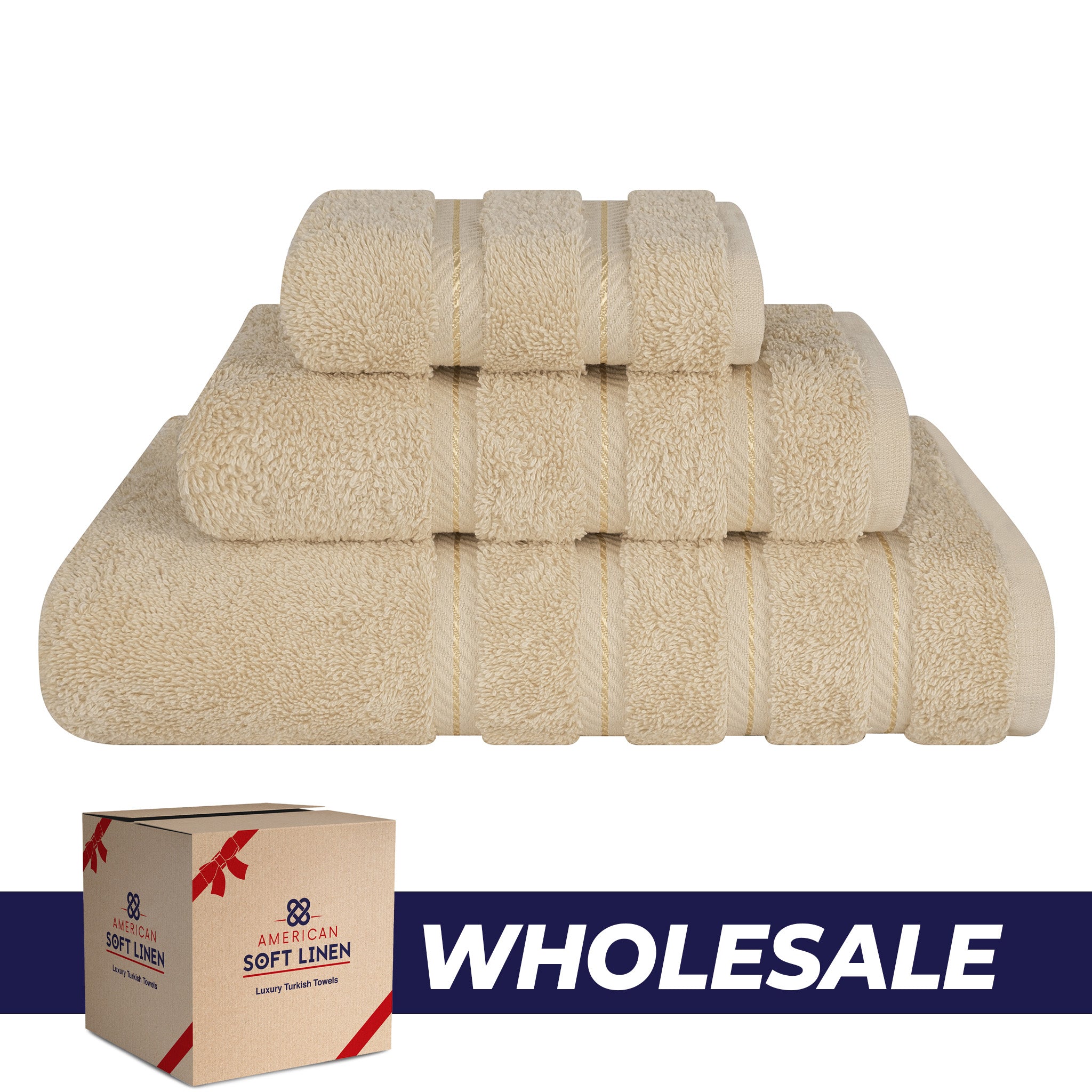 American-softlinen 3 Piece Luxury Hotel Towel Set 20 set case pack sand-taupe-0