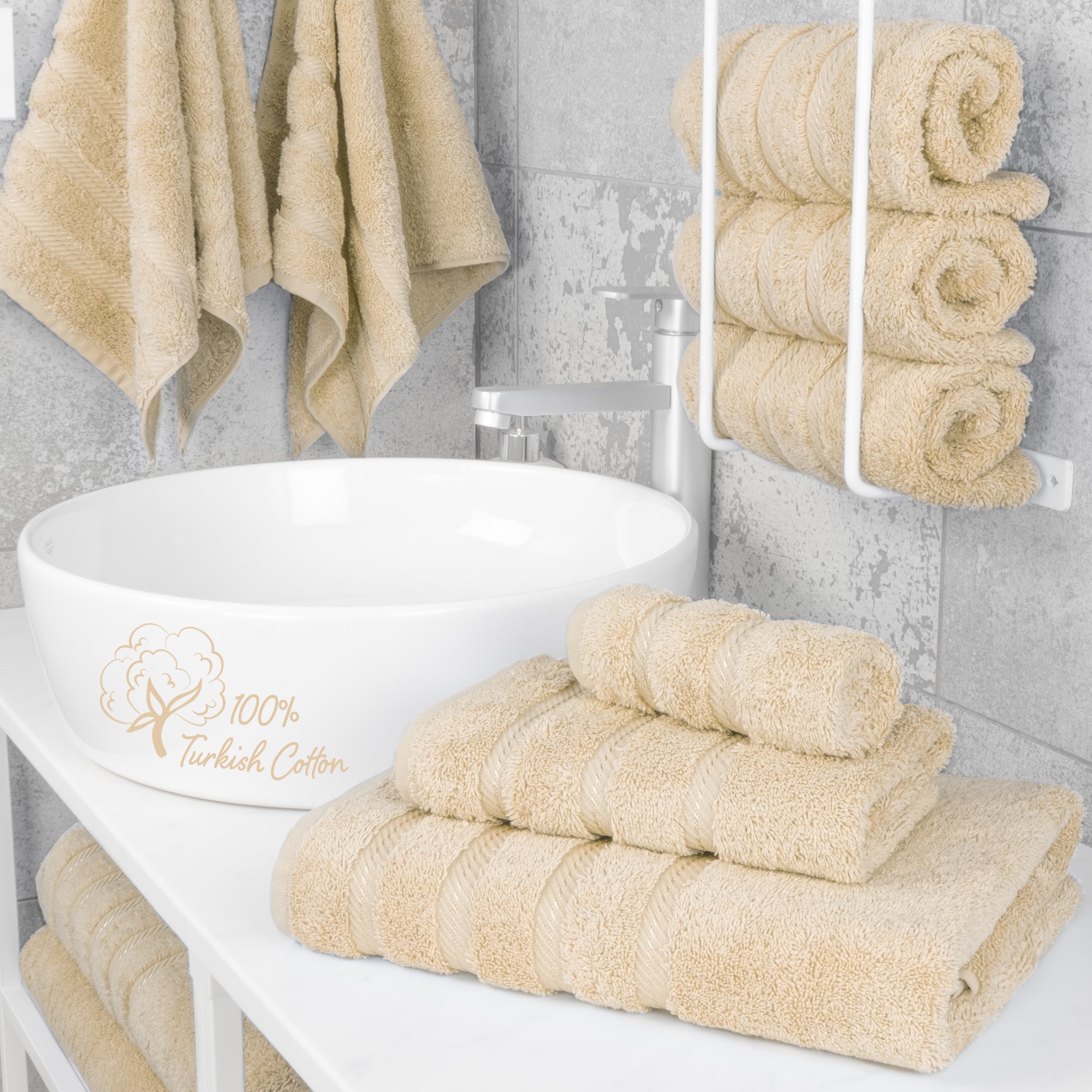American-softlinen 3 Piece Luxury Hotel Towel Set 20 set case pack sand-taupe-2