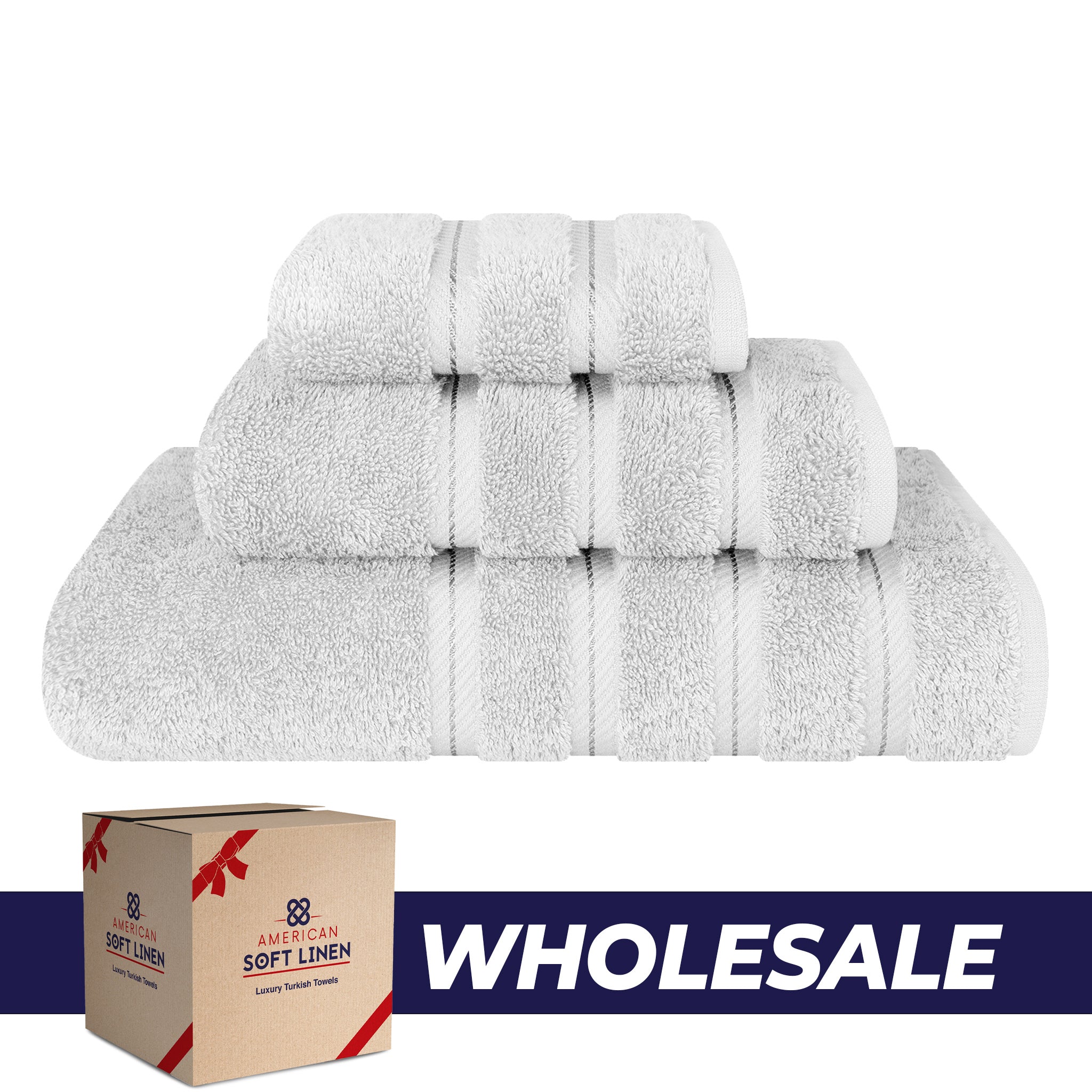 American-softlinen 3 Piece Luxury Hotel Towel Set 20 set case pack silver-gray-0