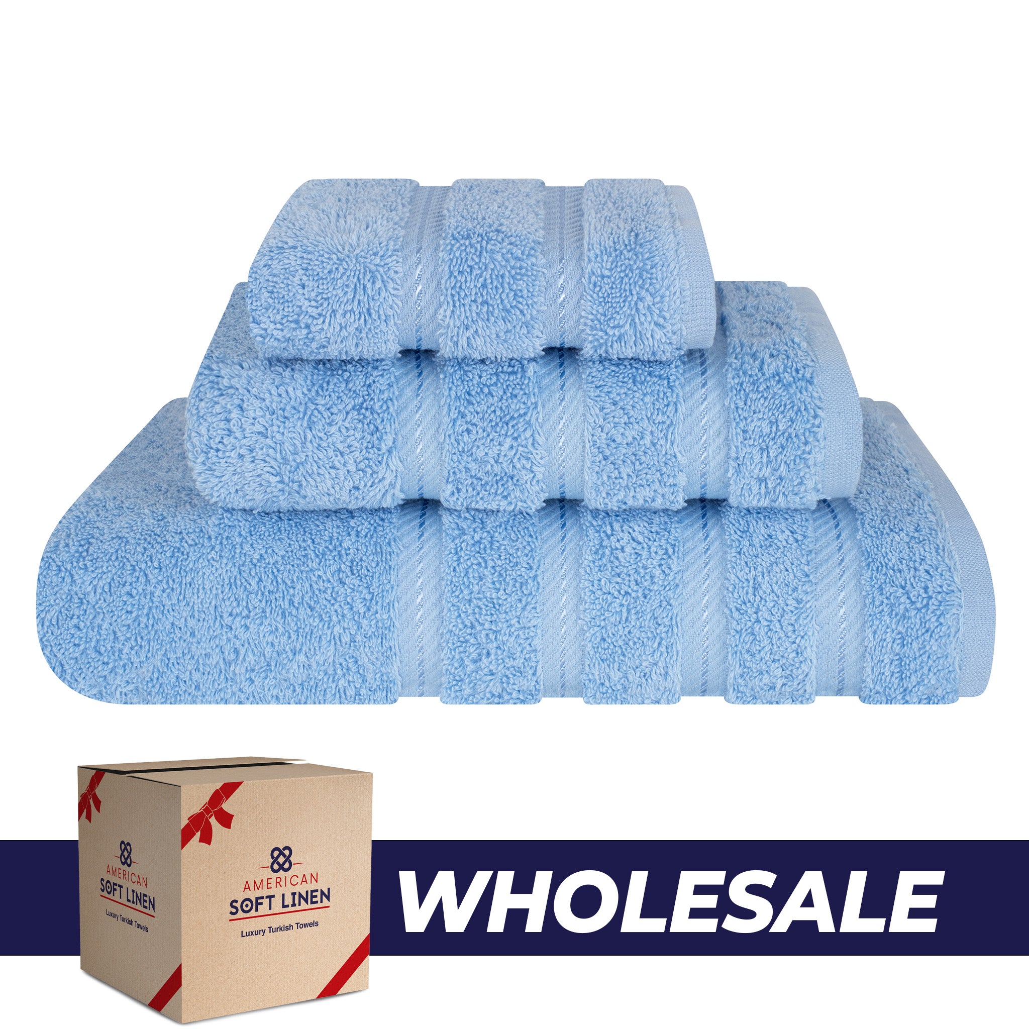 American-softlinen 3 Piece Luxury Hotel Towel Set 20 set case pack sky-blue-0