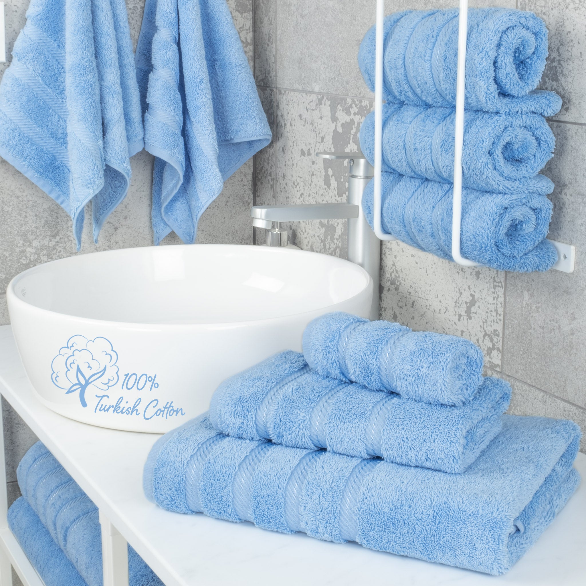 American-softlinen 3 Piece Luxury Hotel Towel Set 20 set case pack sky-blue-2