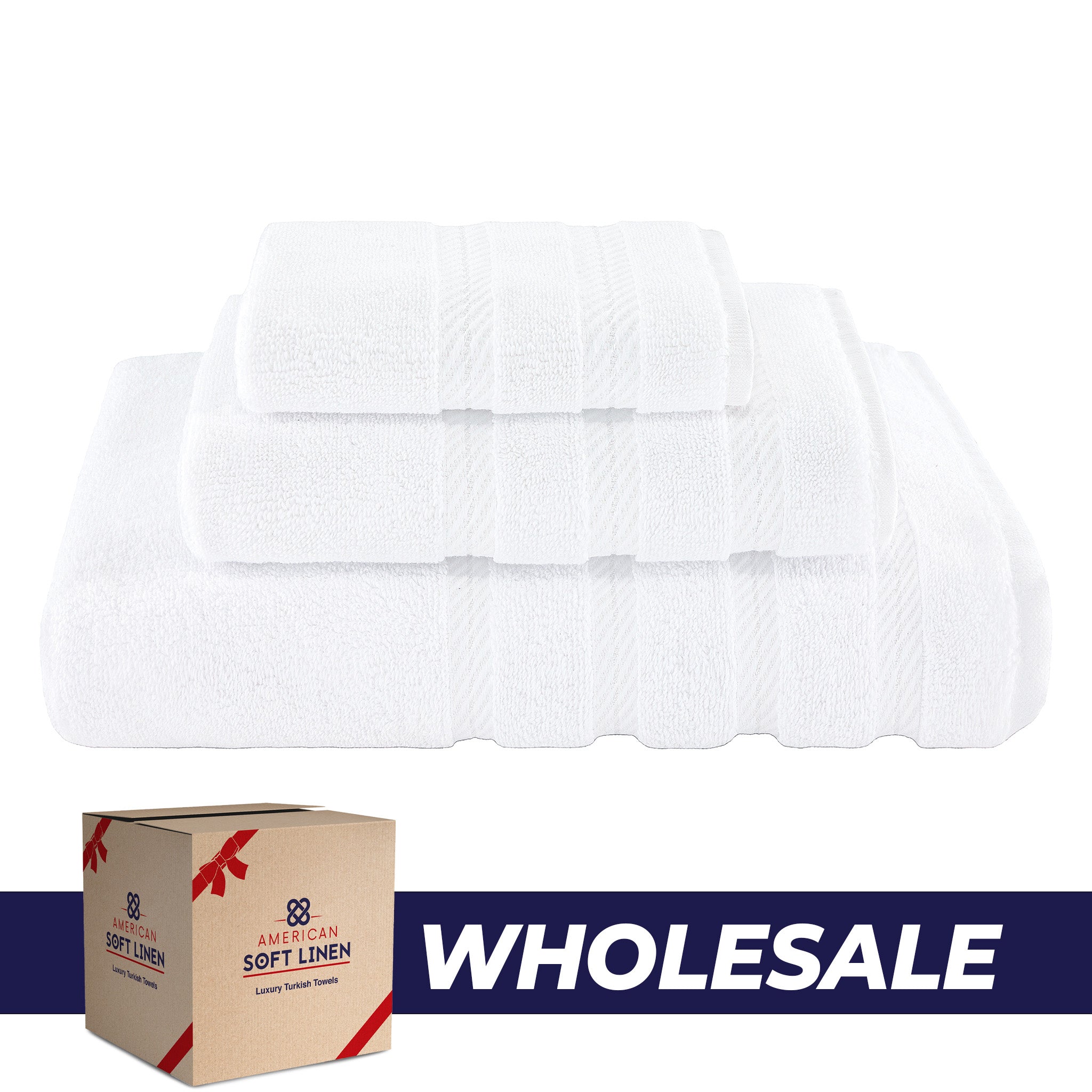 American-softlinen 3 Piece Luxury Hotel Towel Set 20 set case pack white-0