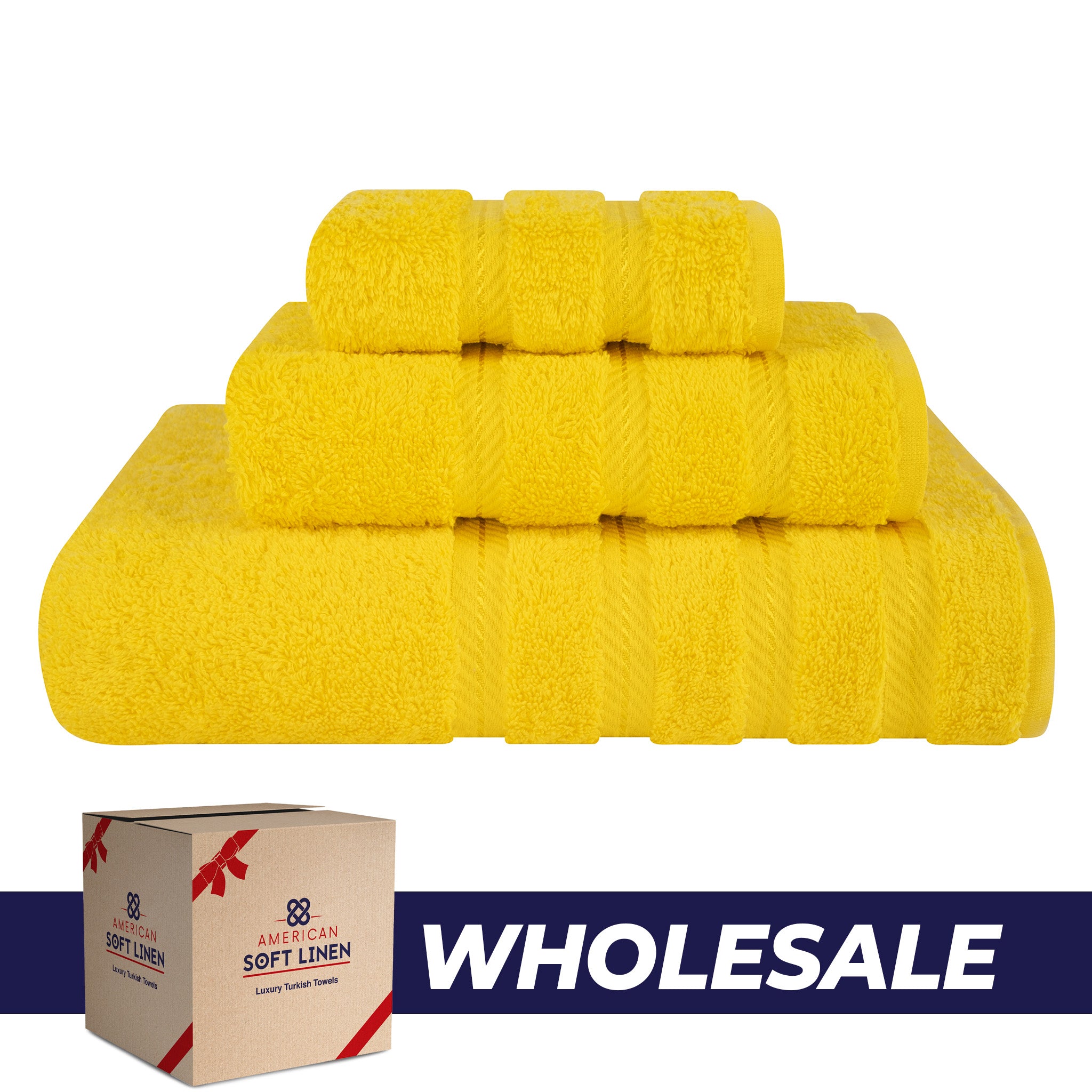 American-softlinen 3 Piece Luxury Hotel Towel Set 20 set case pack yellow-0