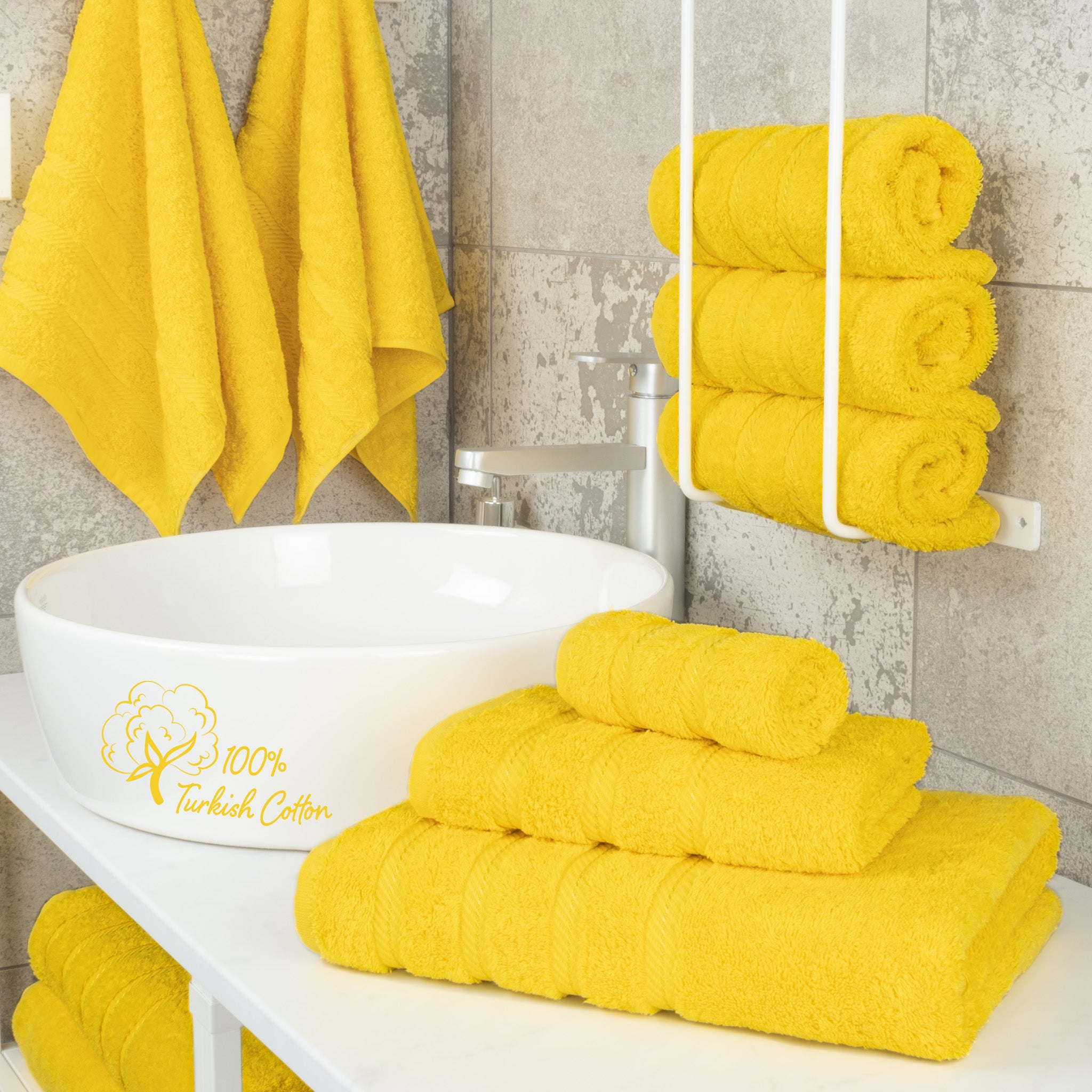 American-softlinen 3 Piece Luxury Hotel Towel Set 20 set case pack yellow-2
