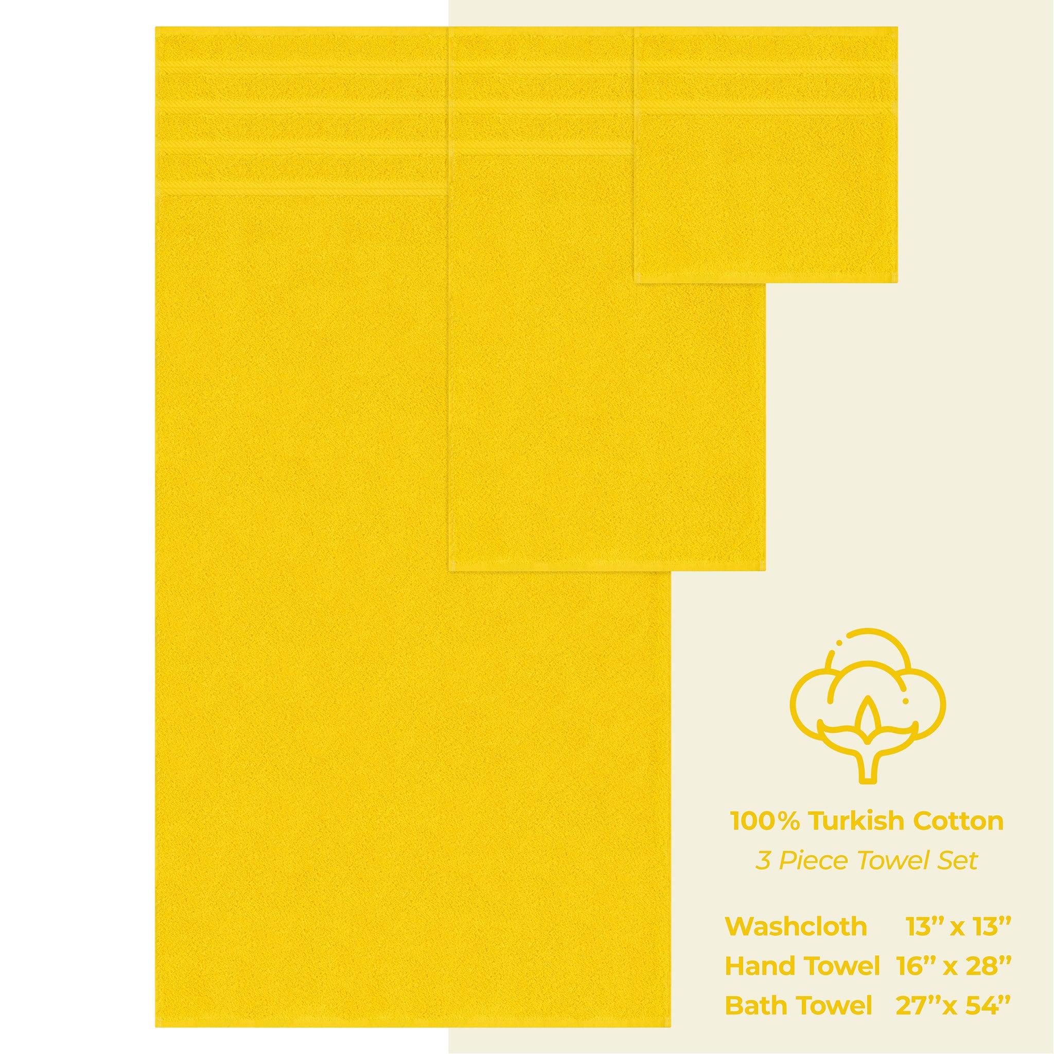 American-softlinen 3 Piece Luxury Hotel Towel Set 20 set case pack yellow-4