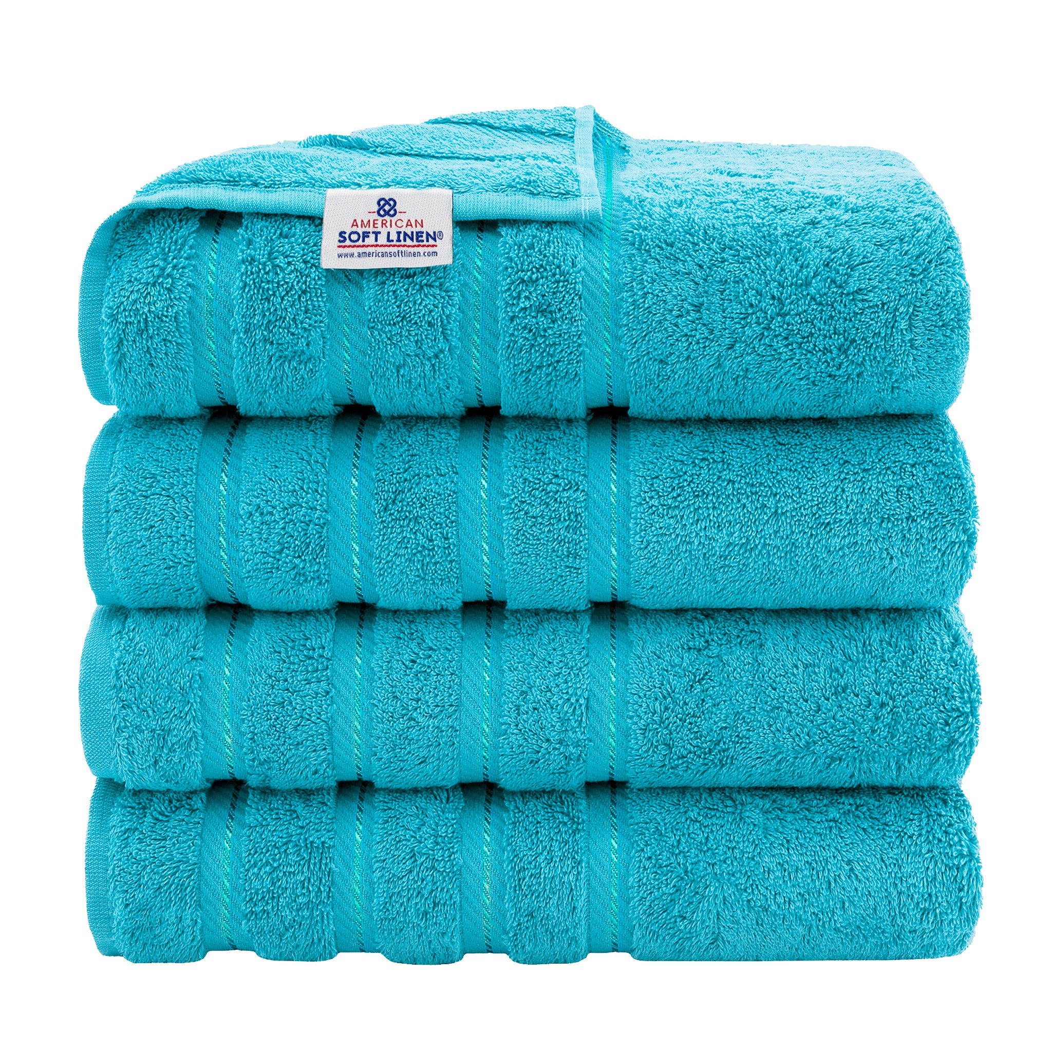 American-softlinen 100% Turkish Cotton 4 Pack Bath Towel Set aqua-1