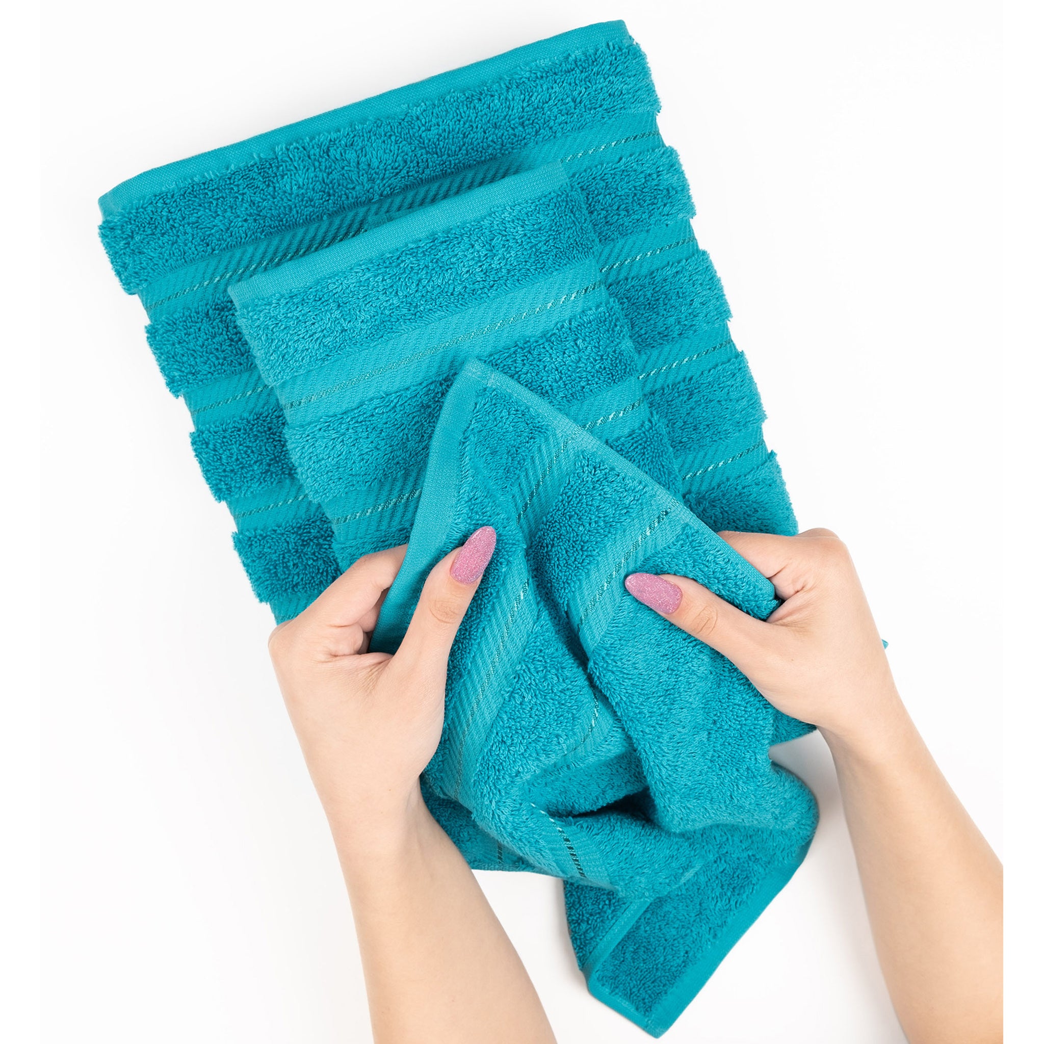 American-softlinen 100% Turkish Cotton 4 Pack Bath Towel Set aqua-5