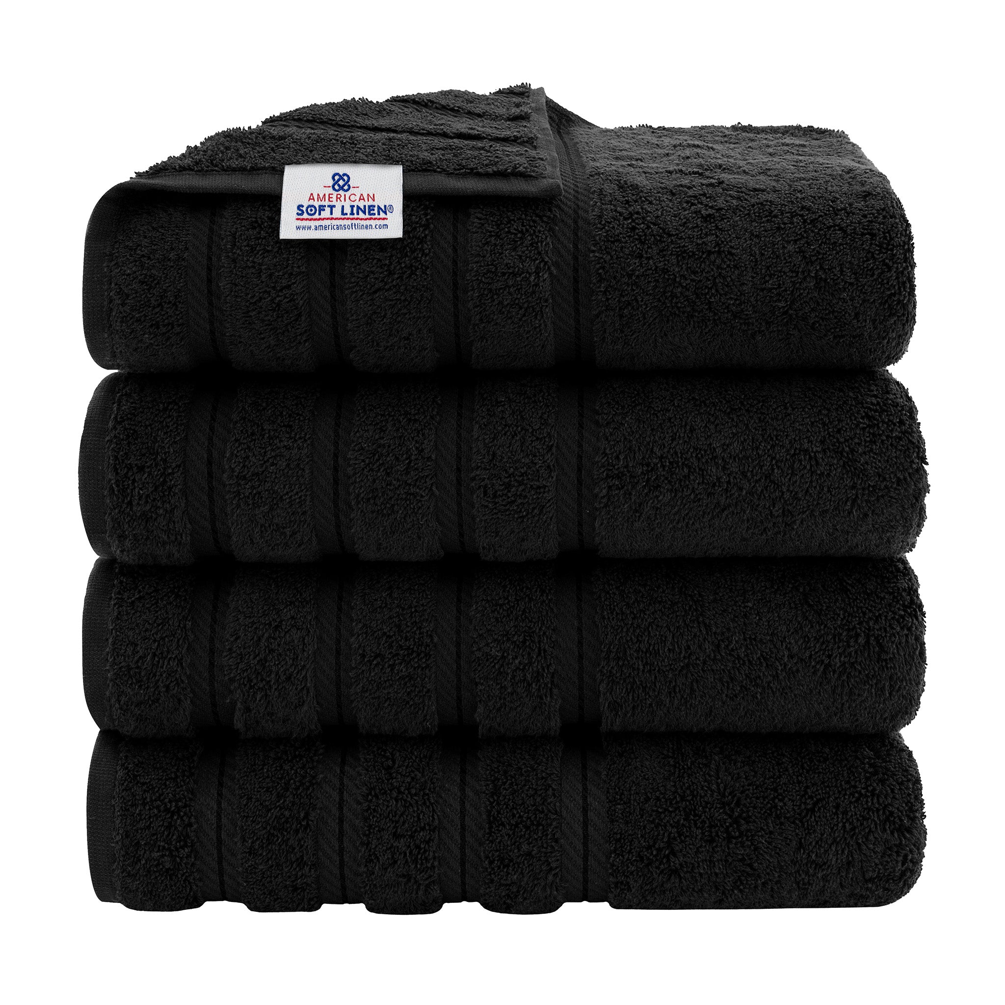American-softlinen 100% Turkish Cotton 4 Pack Bath Towel Set black-1