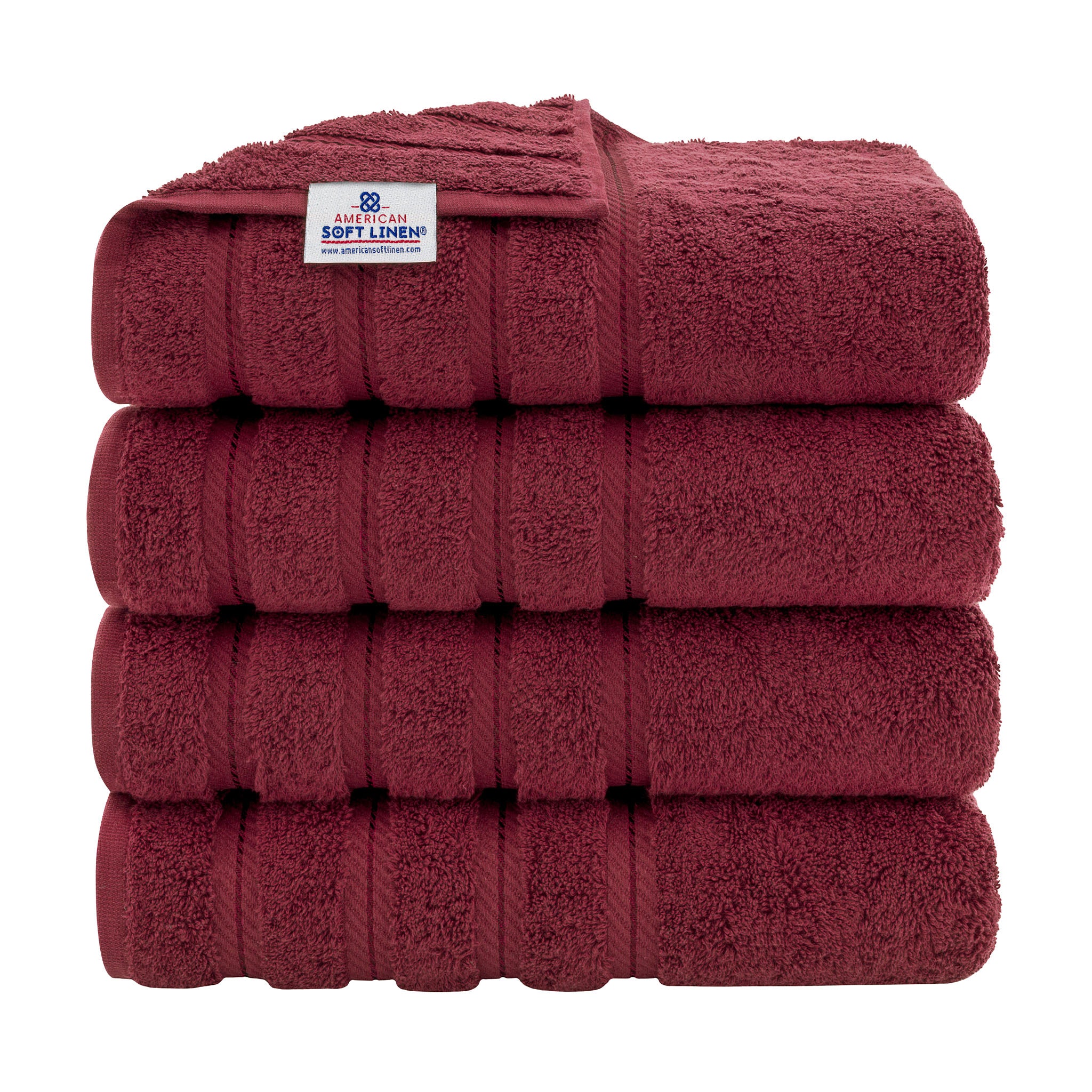 American-softlinen 100% Turkish Cotton 4 Pack Bath Towel Set bordeaux-red-1