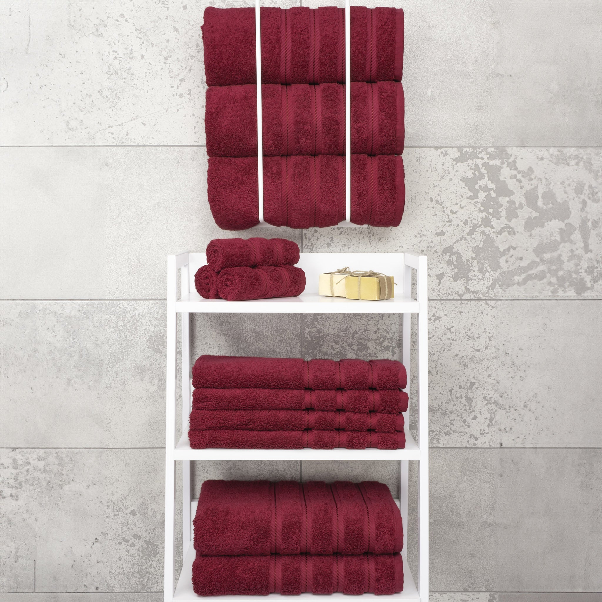 American-softlinen 100% Turkish Cotton 4 Pack Bath Towel Set bordeaux-red-7